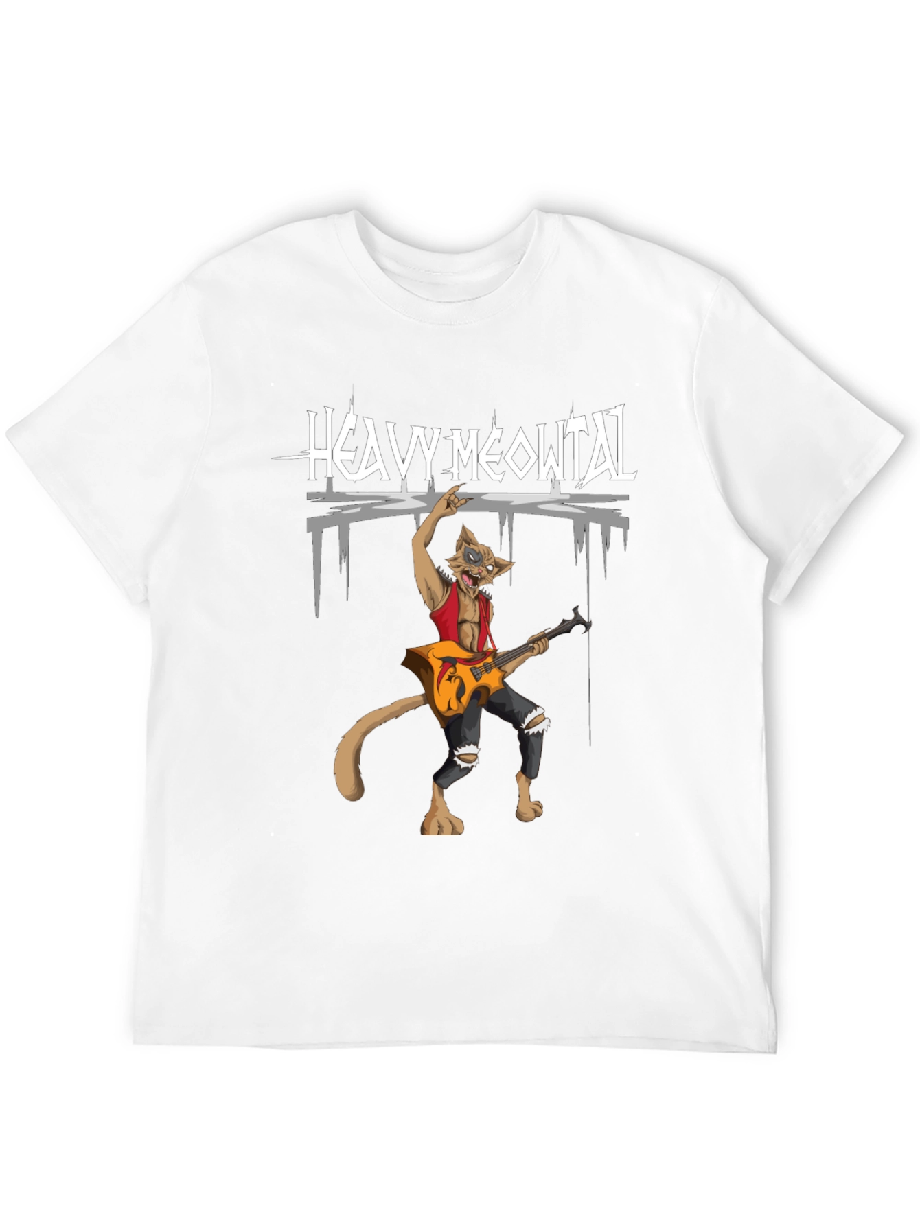 Heavy Meowtal T-Shirt - Rocker Cat Graphic Tee