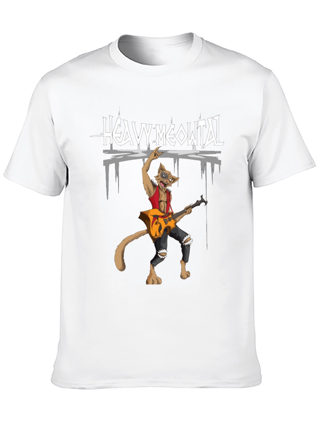 Heavy Meowtal T-Shirt - Rocker Cat Graphic Tee
