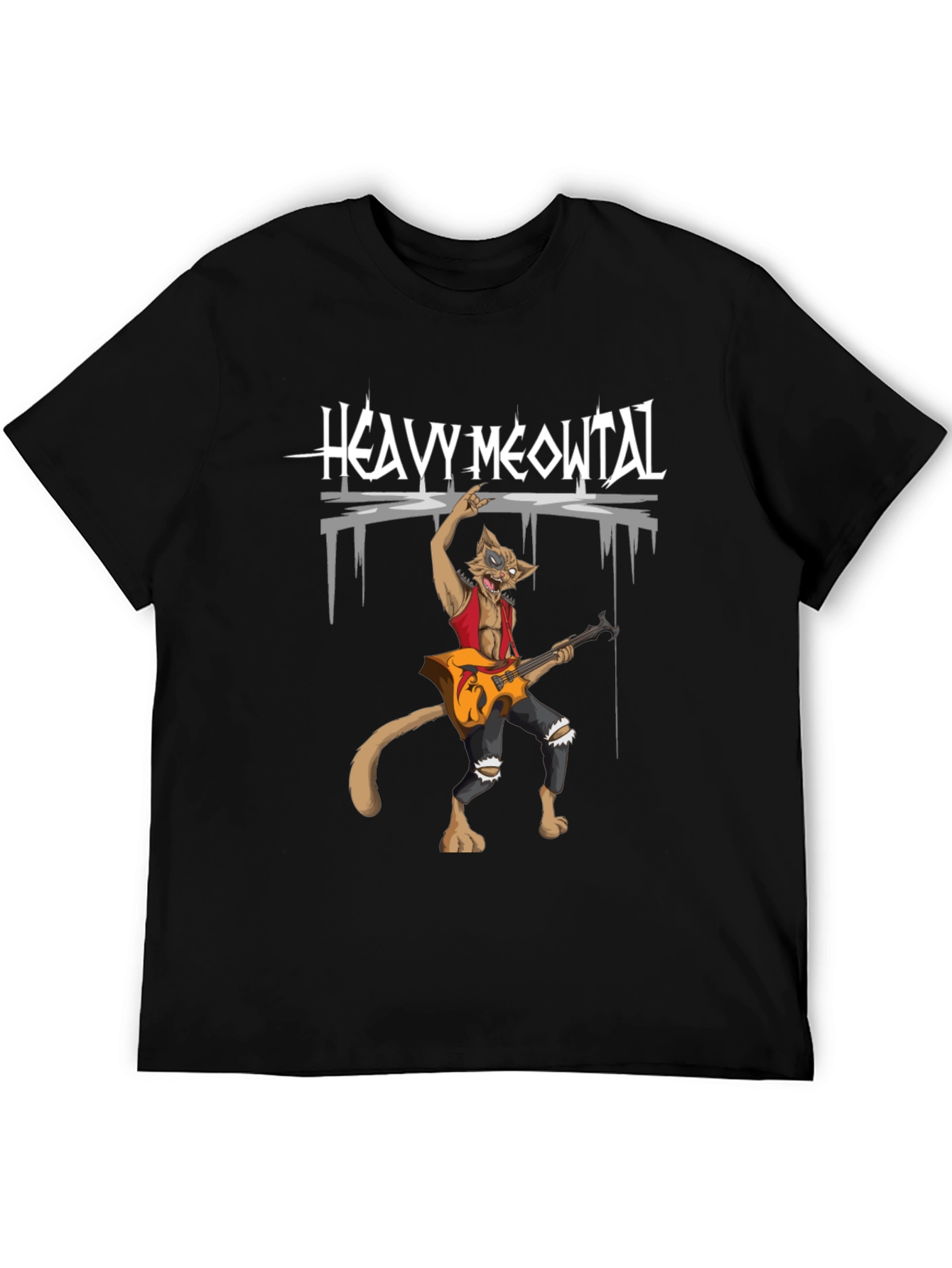 Heavy Meowtal T-Shirt - Rocker Cat Graphic Tee