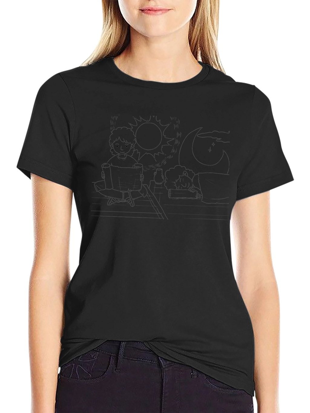 Day & Night Reading Black Tee