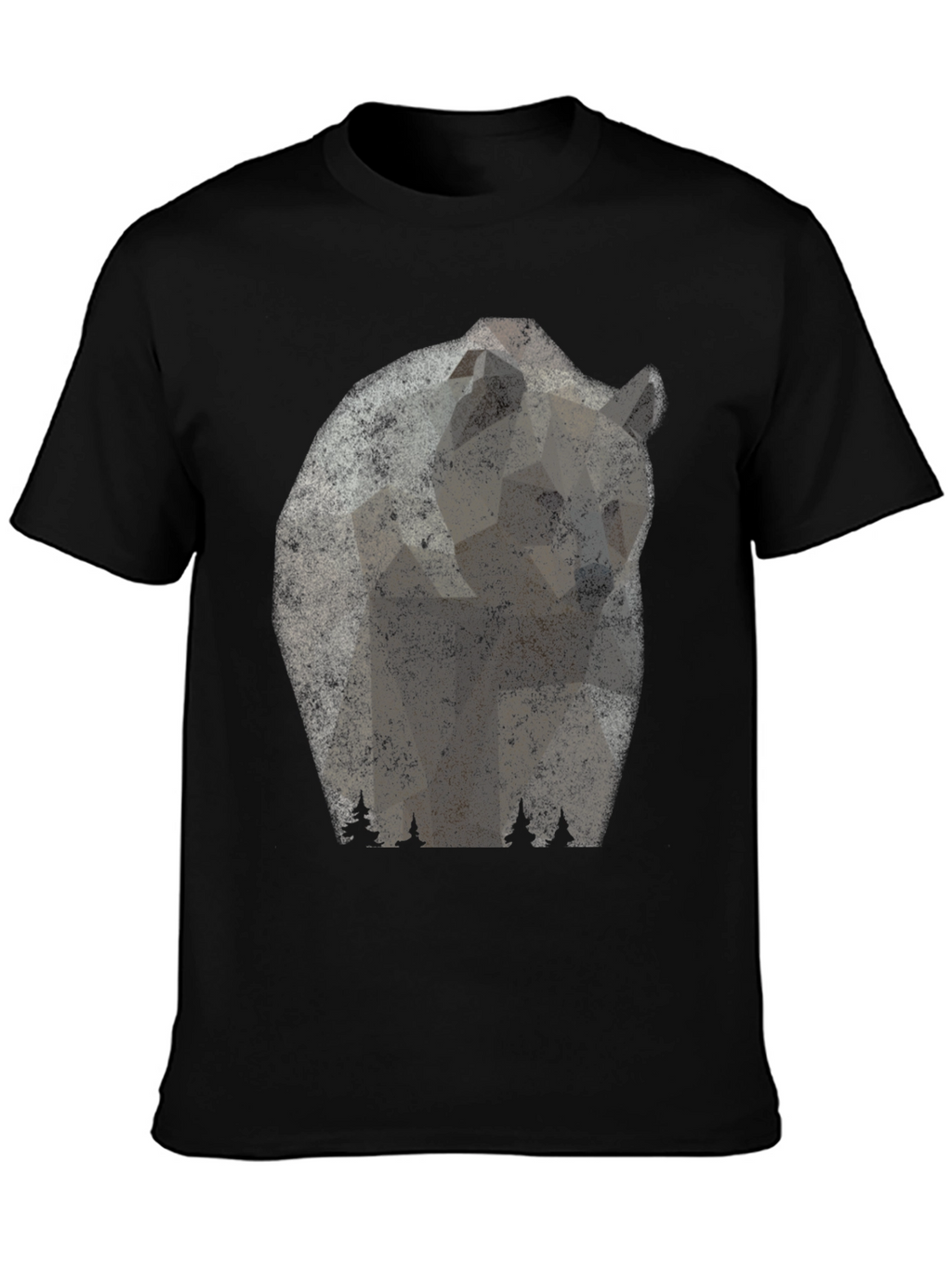 Bear Graphic Print Mens Black T-Shirt