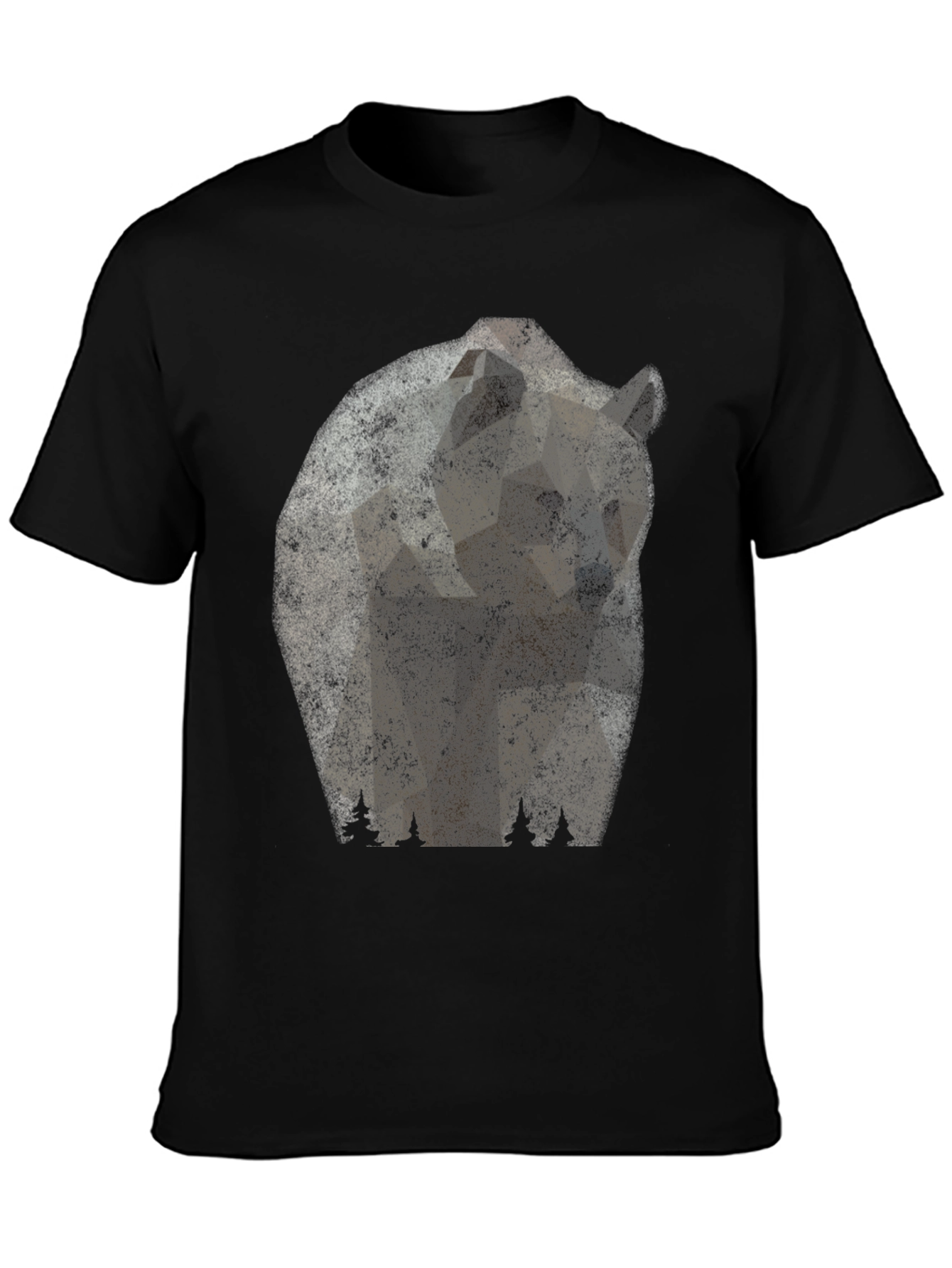 Bear Graphic Print Mens Black T-Shirt