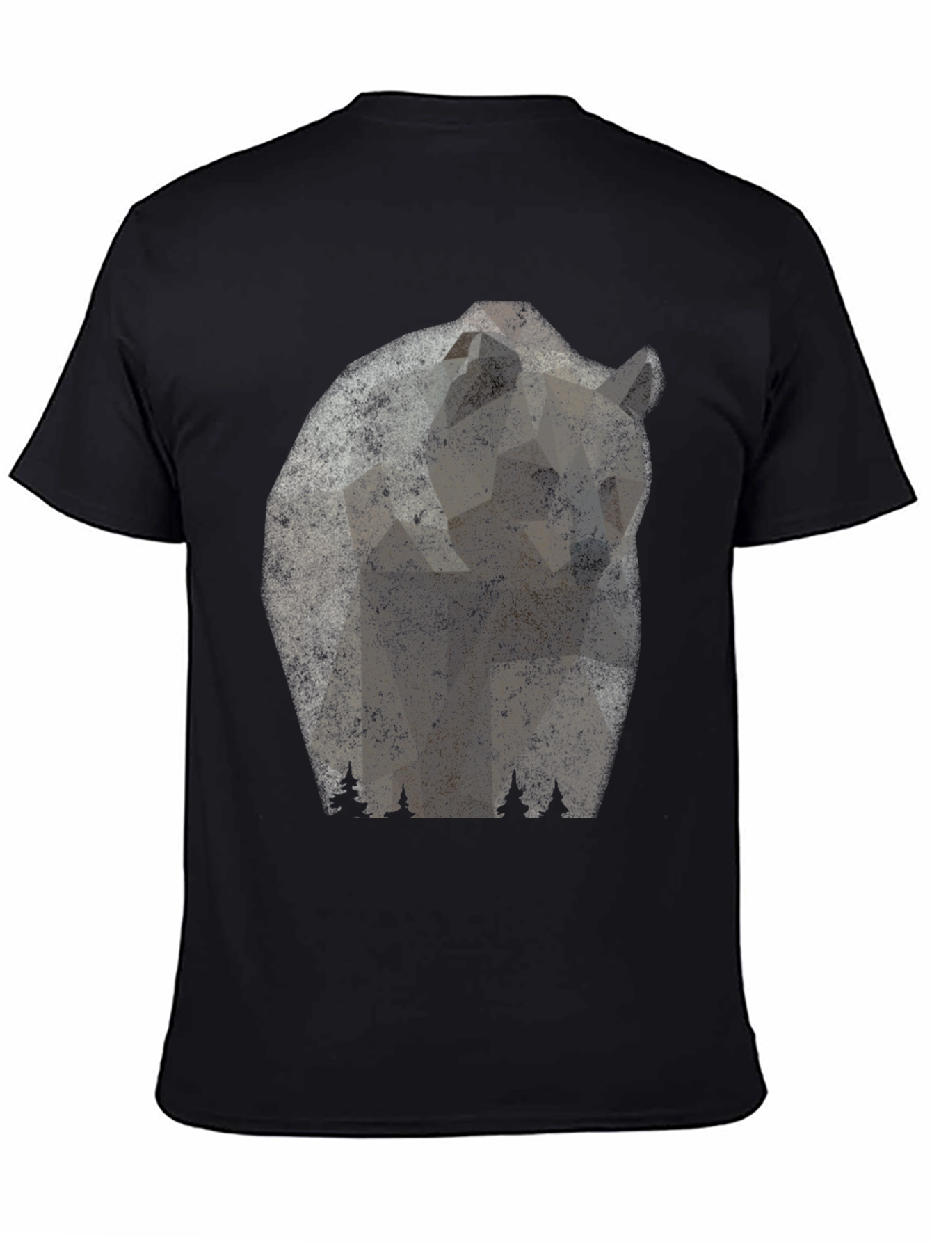 Bear Graphic Print Mens Black T-Shirt