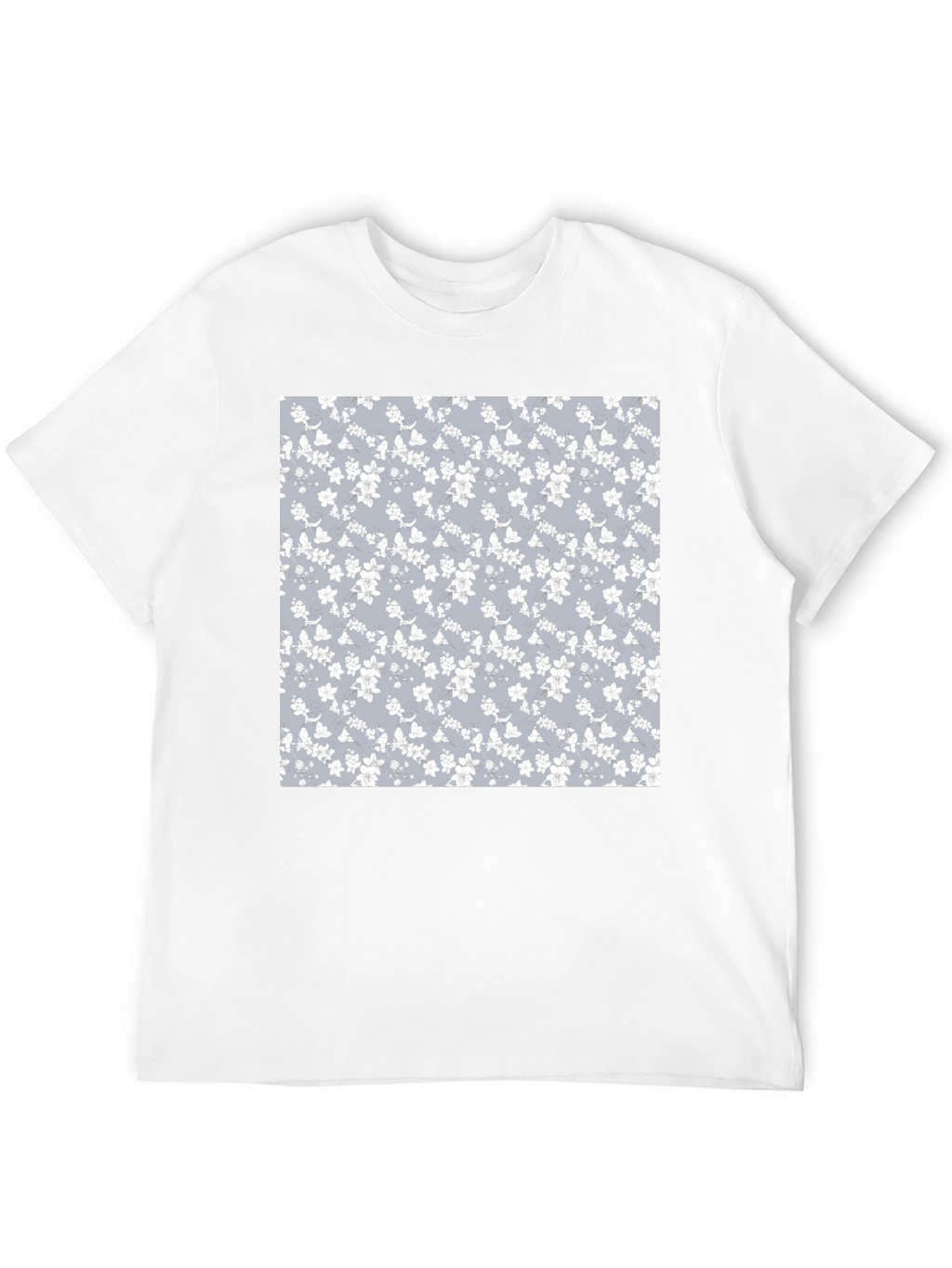 Floral Pattern T-Shirt - Black Cotton Blend