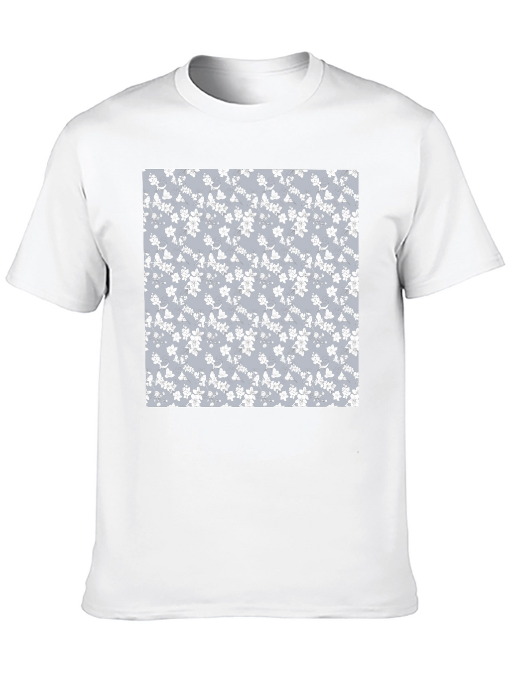 Floral Pattern T-Shirt - Black Cotton Blend