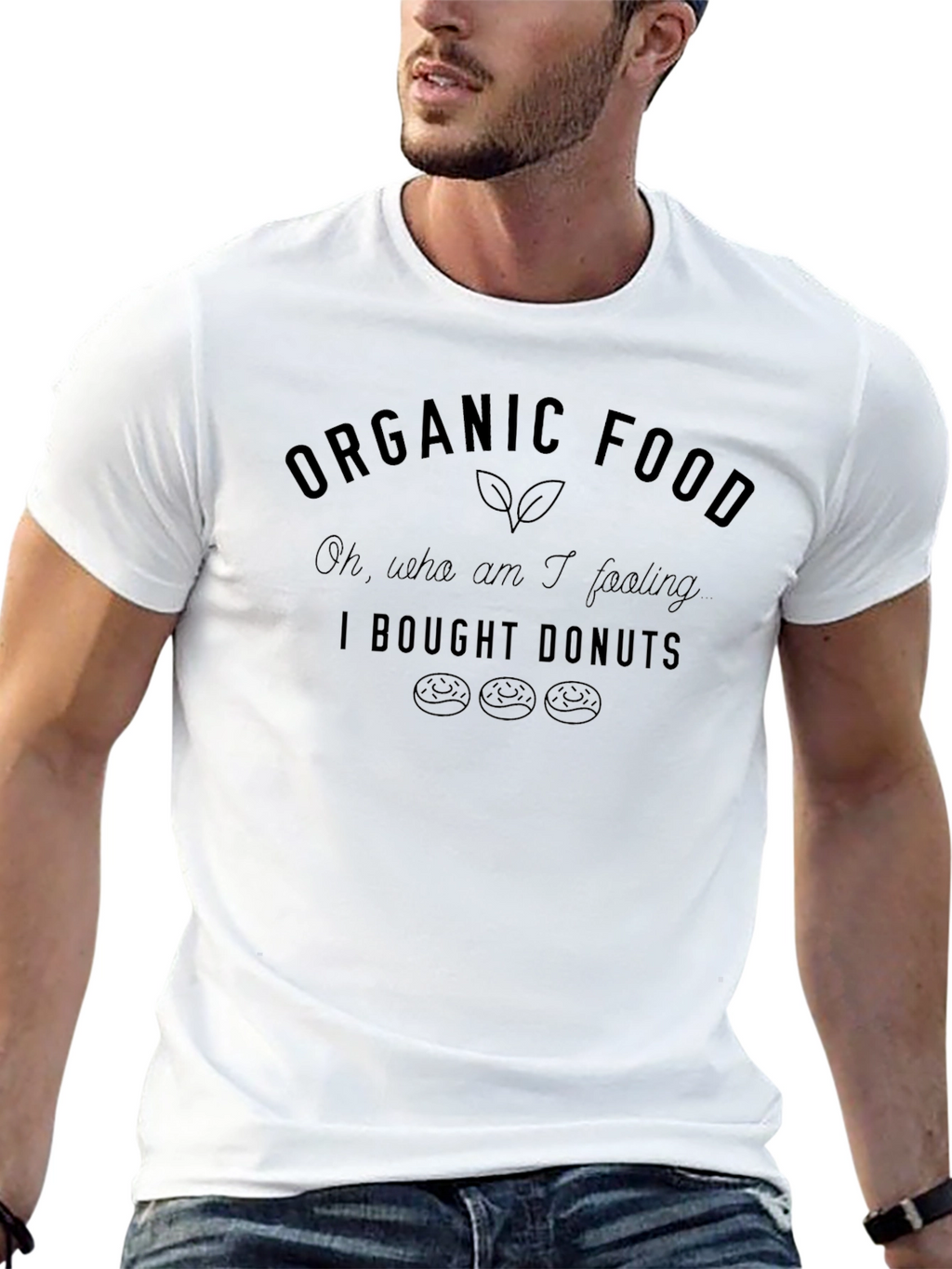 Organic Food? Donuts T-Shirt - Black Casual Tee