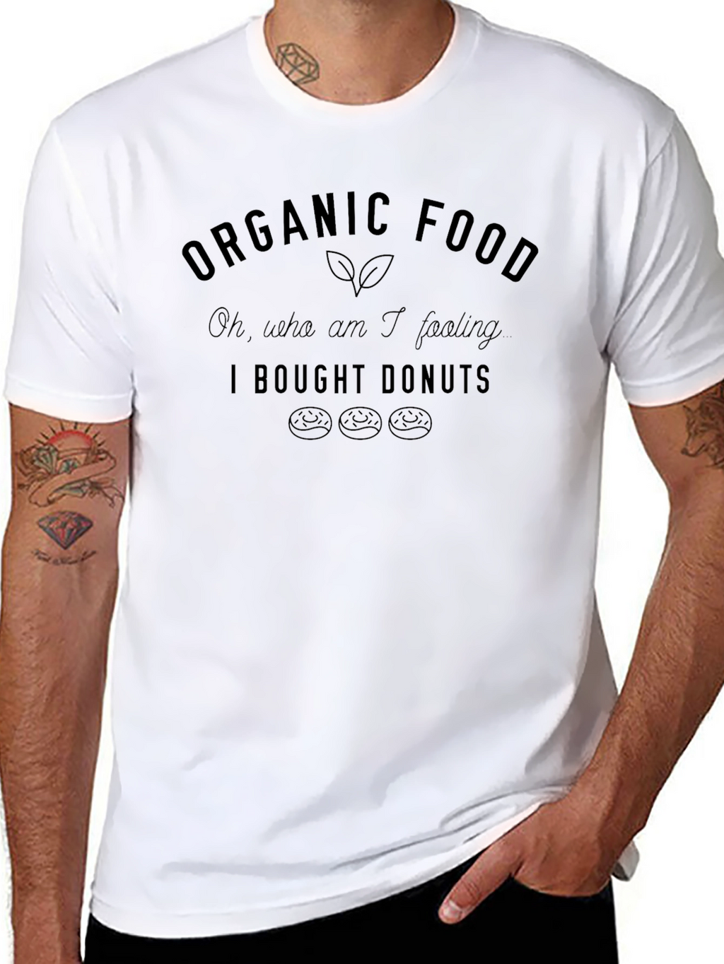 Organic Food? Donuts T-Shirt - Black Casual Tee