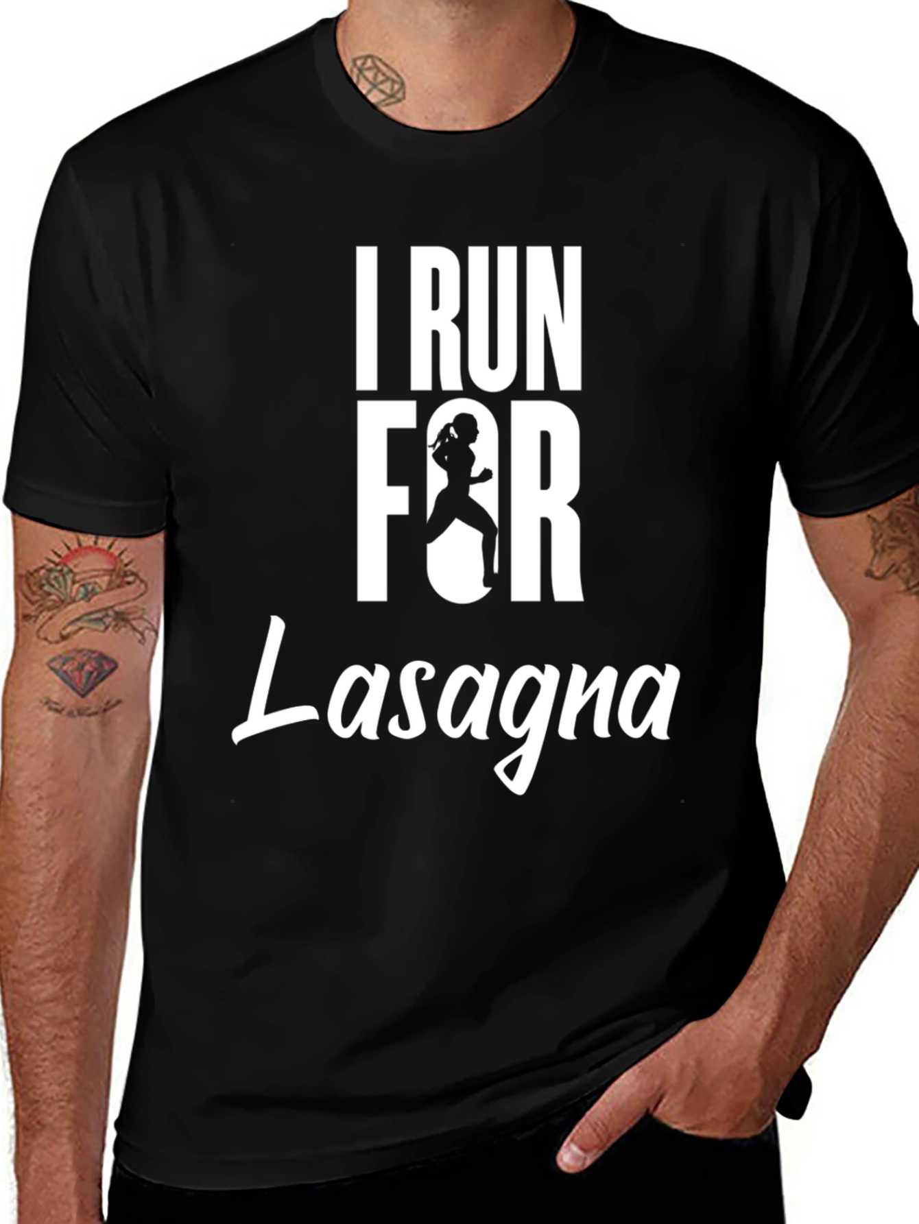 I Run for Lasagna T-Shirt Funny Running Tee