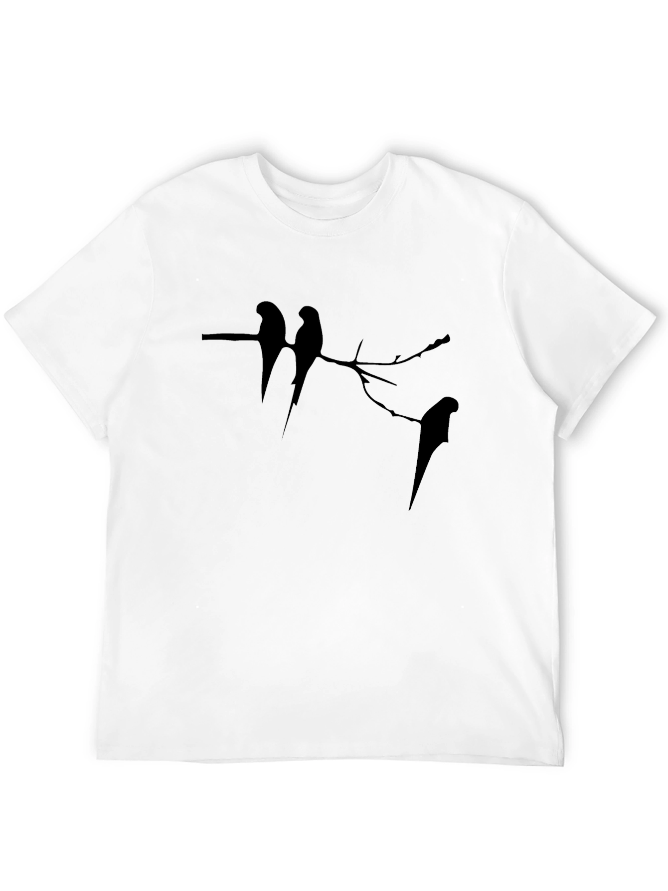 Black Tee with Bird Silhouette Design