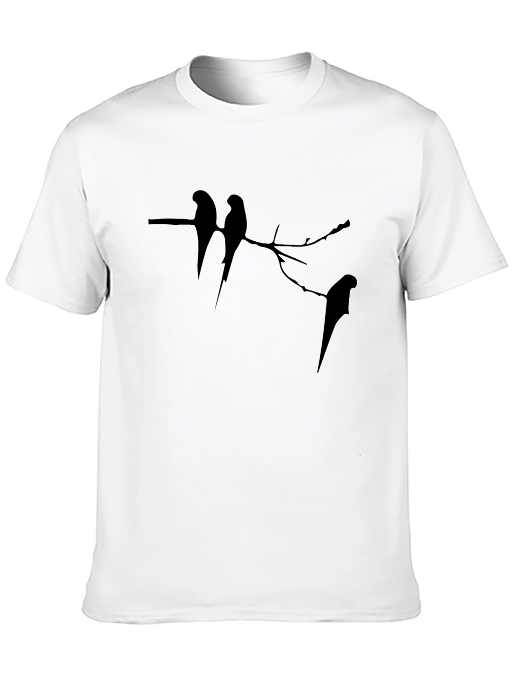 Black Tee with Bird Silhouette Design
