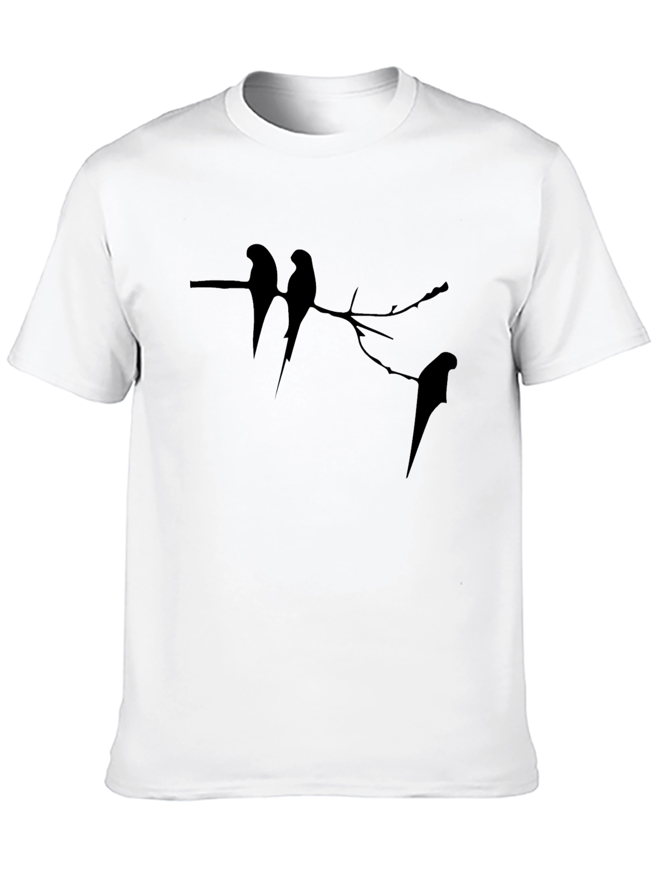 Black Tee with Bird Silhouette Design