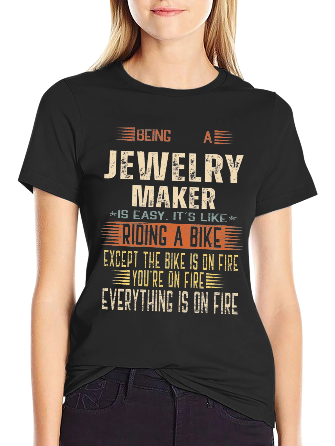 Jewelry Maker Funny T-Shirt - On Fire Theme