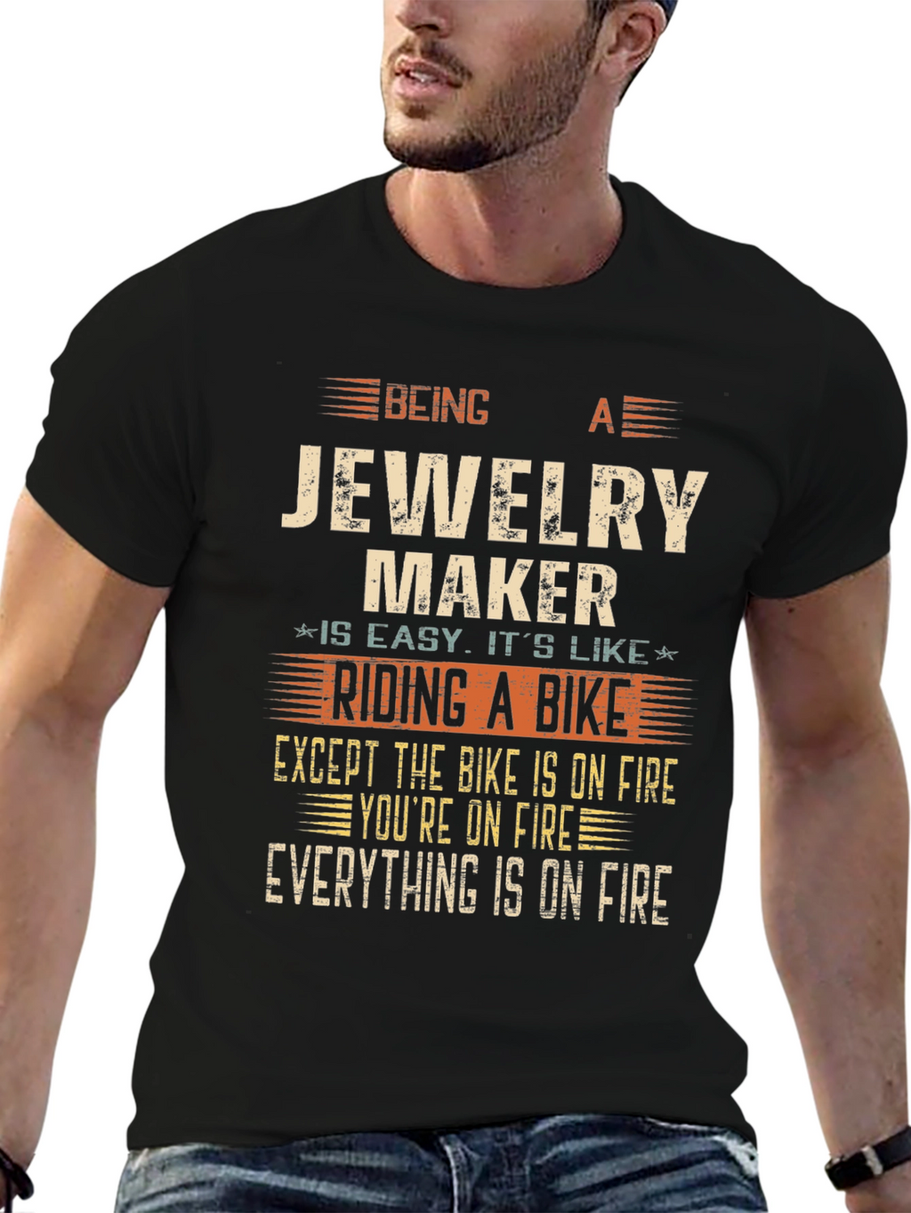 Jewelry Maker Funny T-Shirt - On Fire Theme