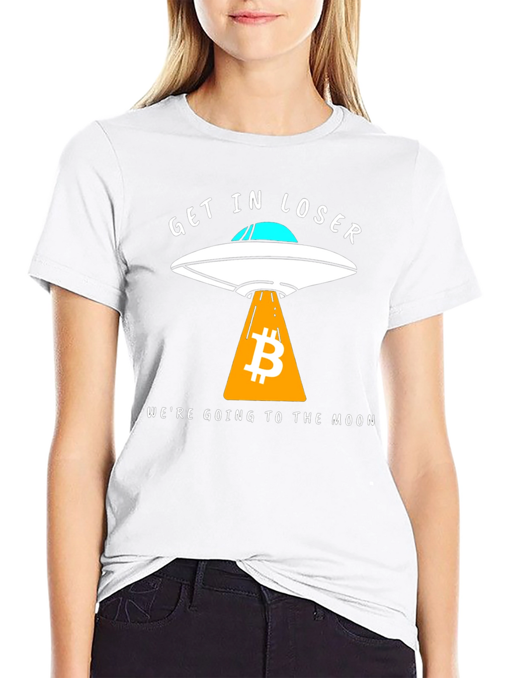 Bitcoin to the Moon T-Shirt - Get in Loser!