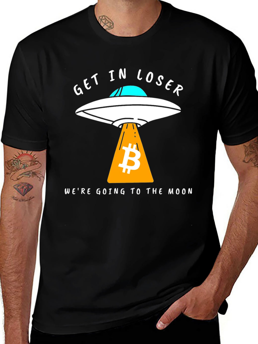 Bitcoin to the Moon T-Shirt - Get in Loser!