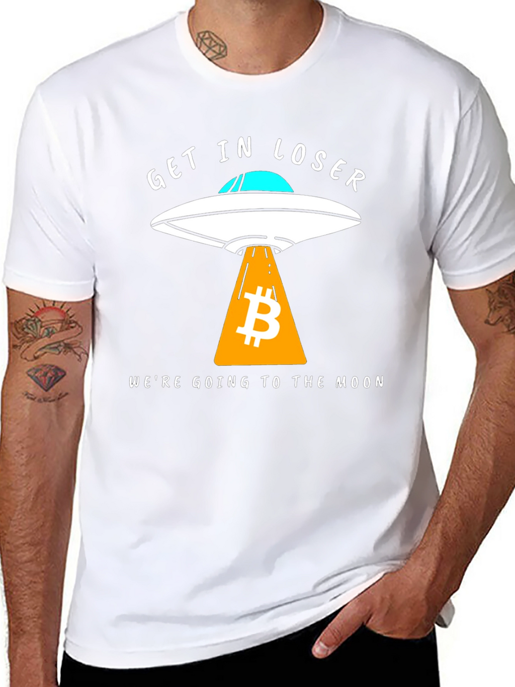 Bitcoin to the Moon T-Shirt - Get in Loser!