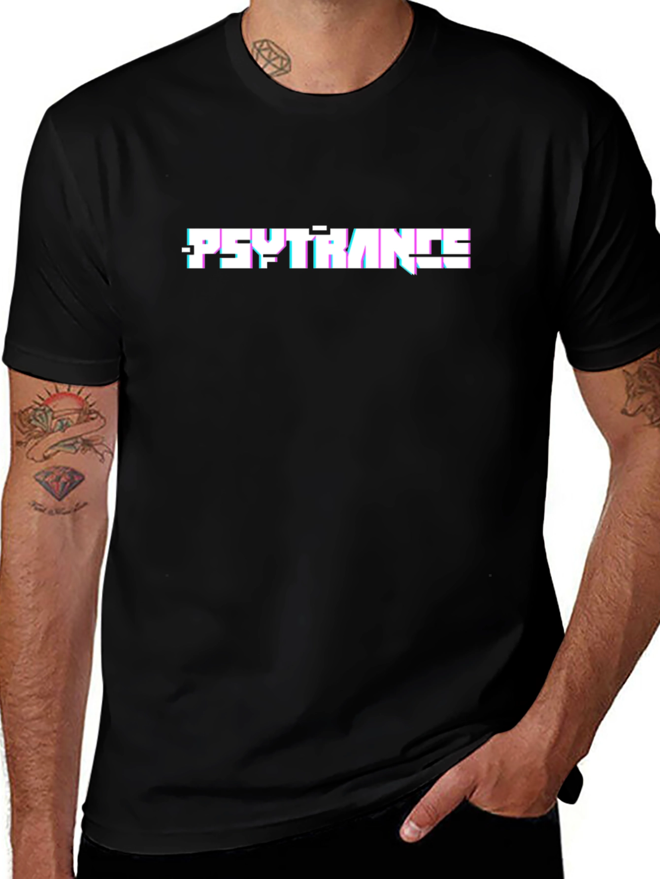 Psytrance Glitch Graphic Black Tee