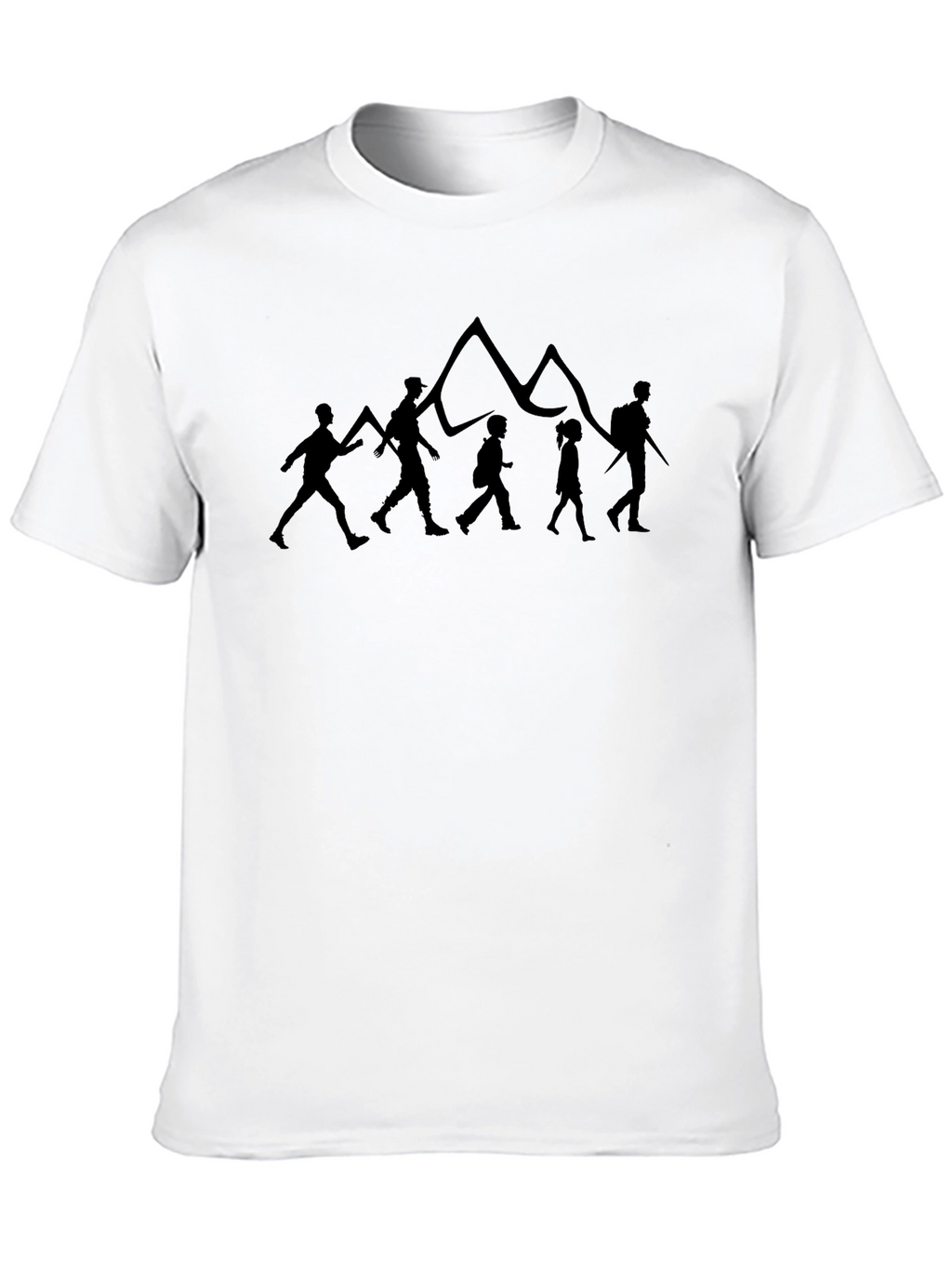 Hiking Family Silhouette Black T-Shirt
