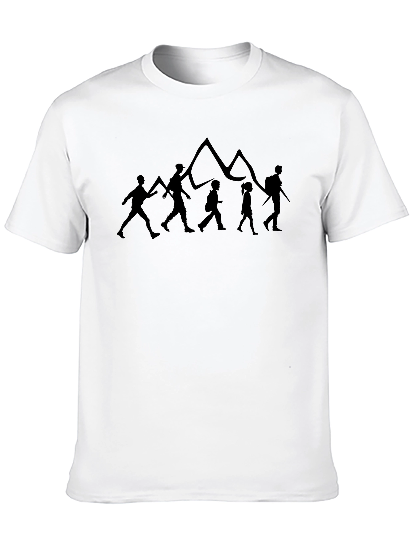 Hiking Family Silhouette Black T-Shirt