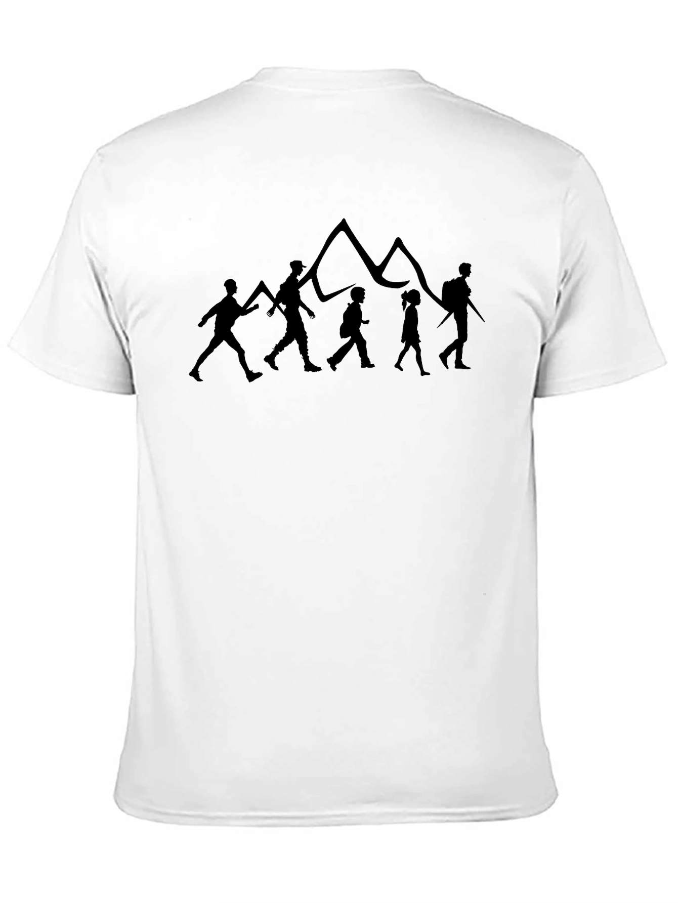 Hiking Family Silhouette Black T-Shirt