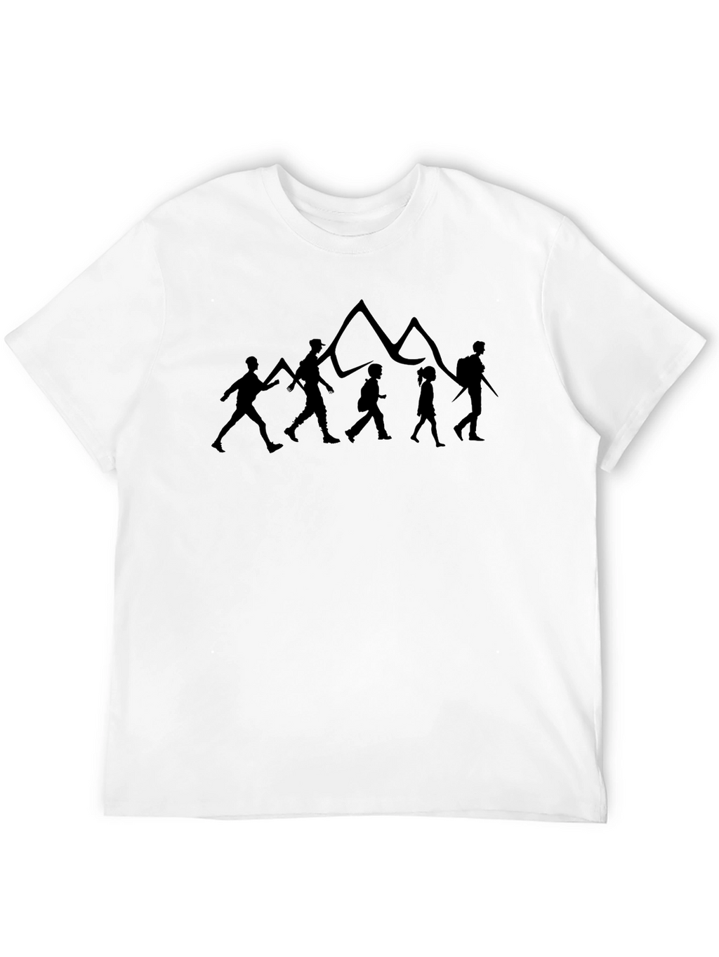 Hiking Family Silhouette Black T-Shirt
