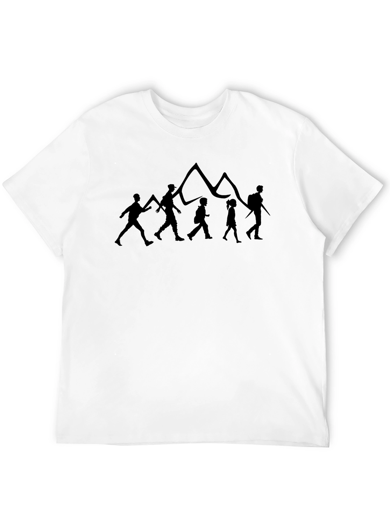 Hiking Family Silhouette Black T-Shirt