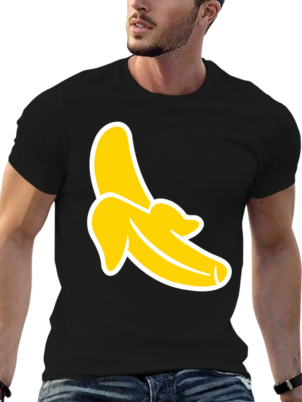 Banana Graphic Tee - Black Cotton T-Shirt