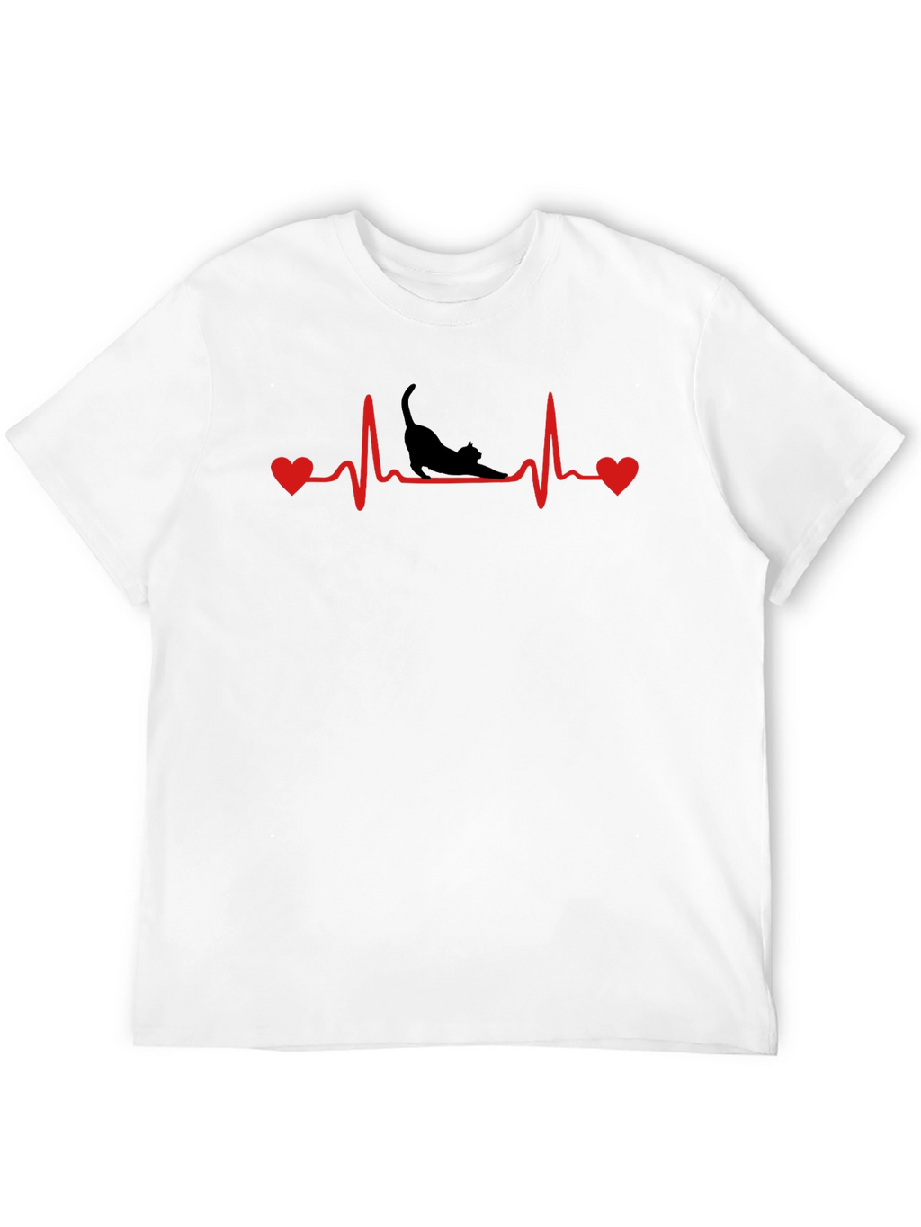Cat Heartbeat T-Shirt - Black