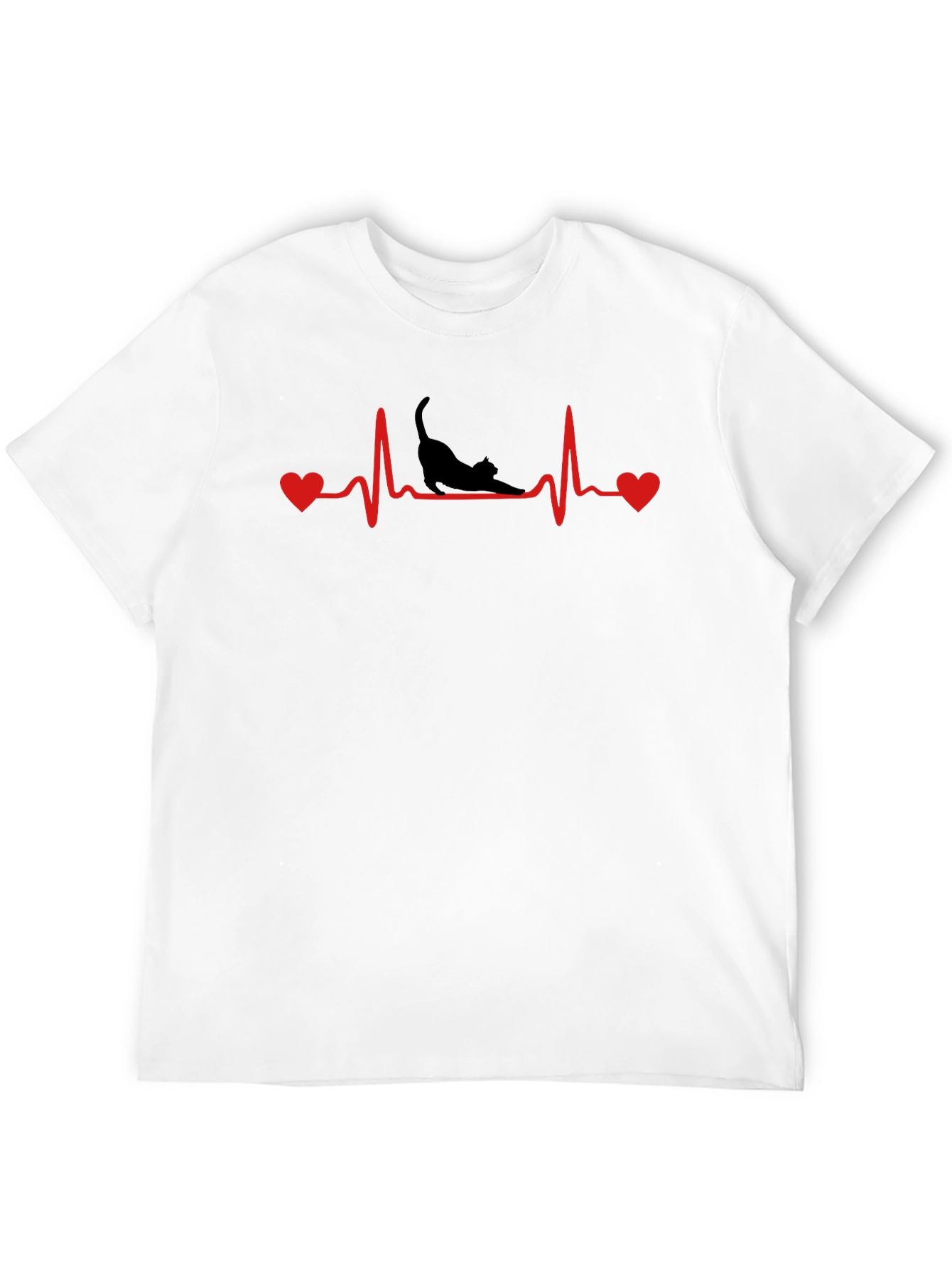 Cat Heartbeat T-Shirt - Black