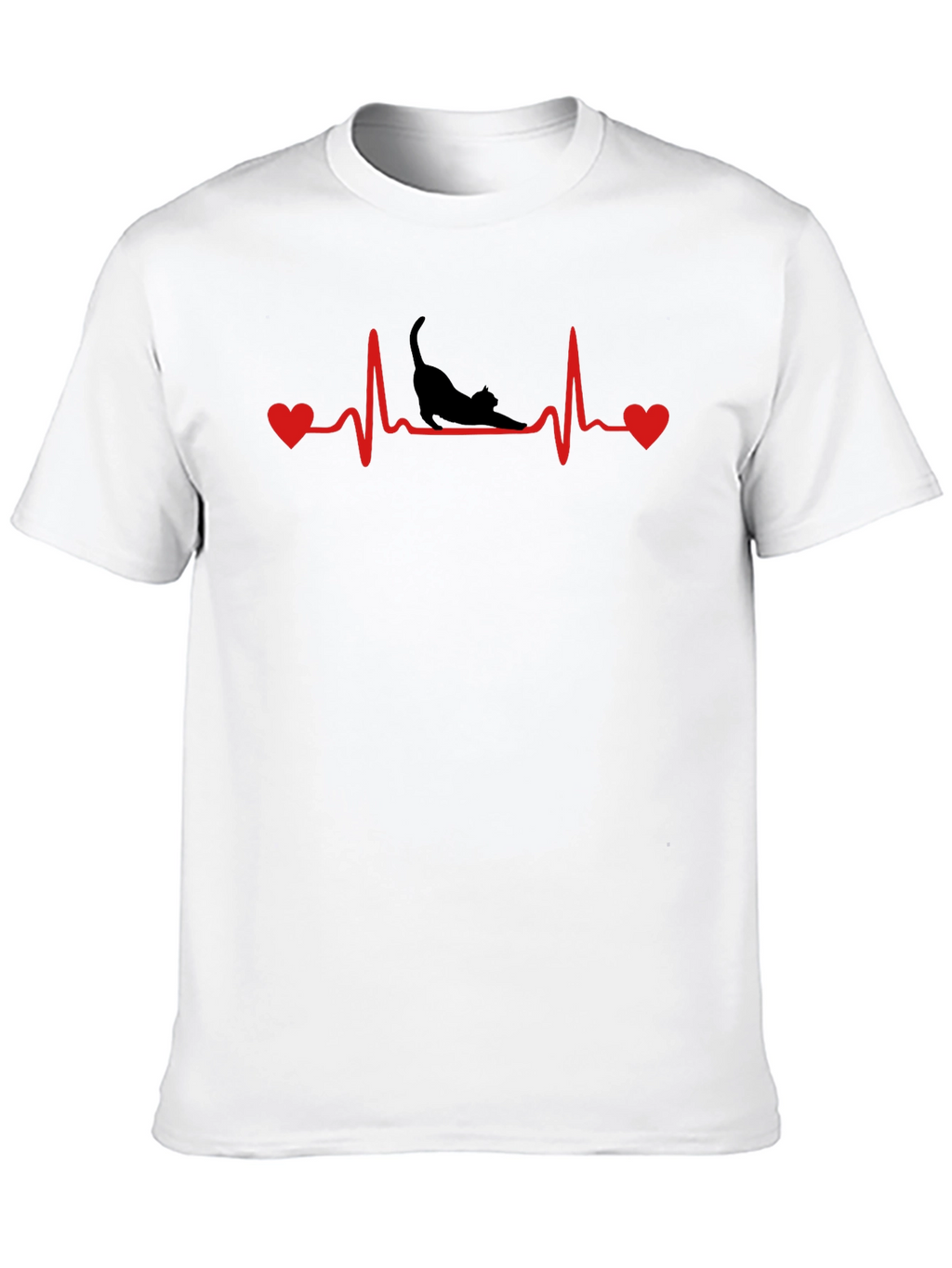 Cat Heartbeat T-Shirt - Black