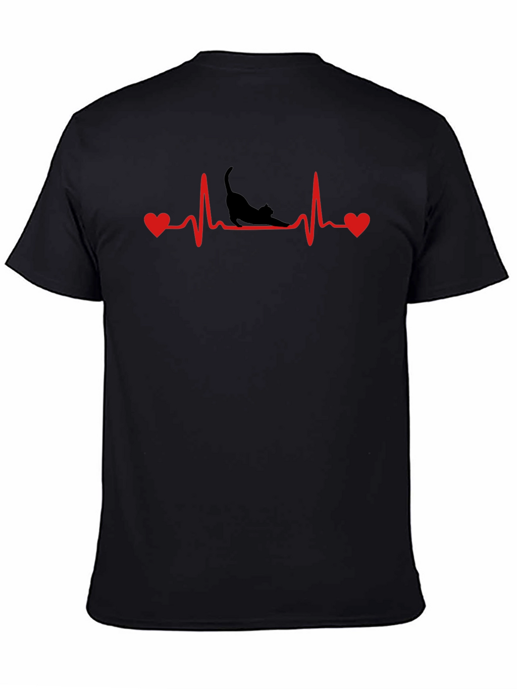 Cat Heartbeat T-Shirt - Black
