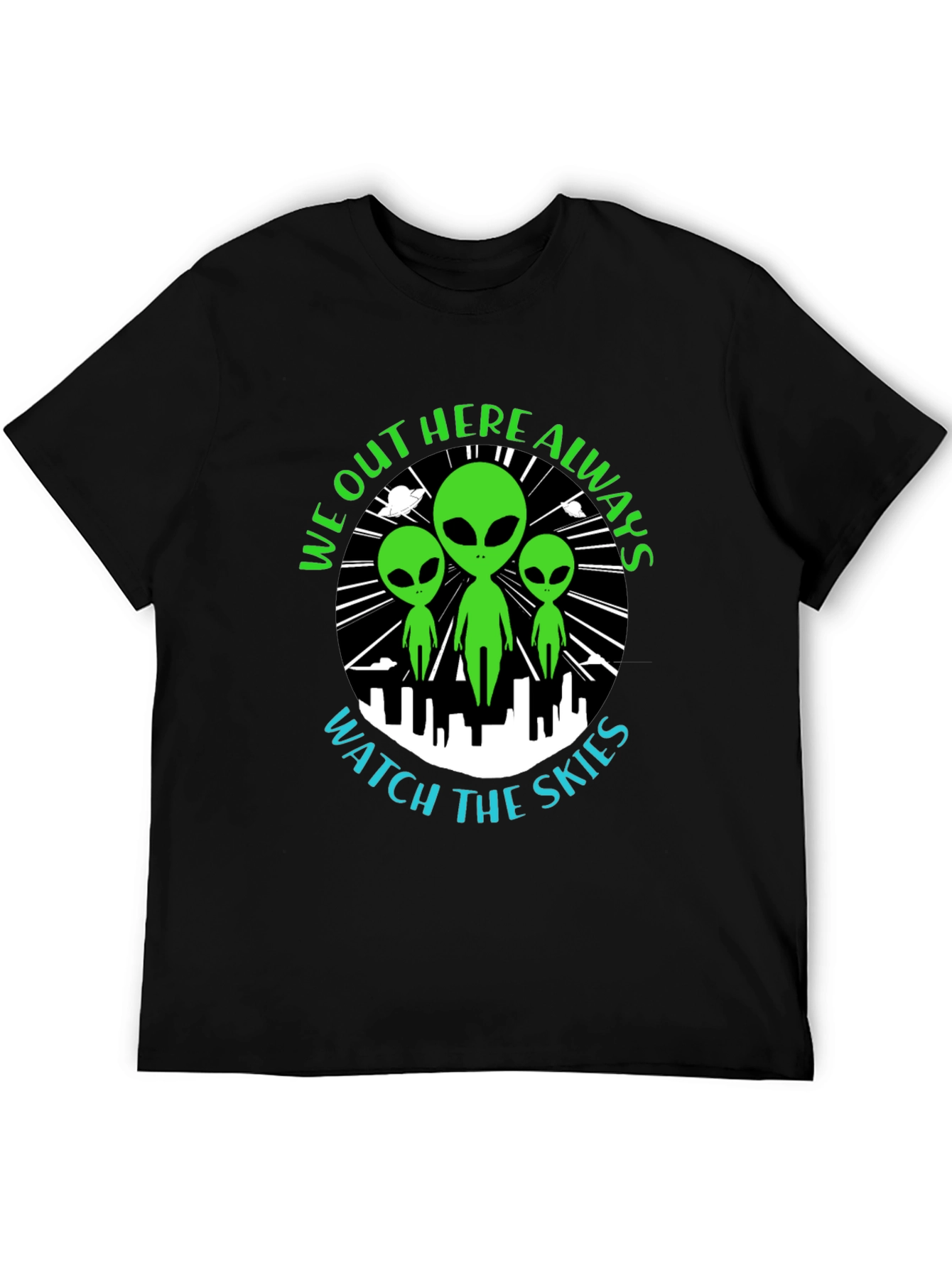 Alien Watch the Skies Graphic Tee - Black