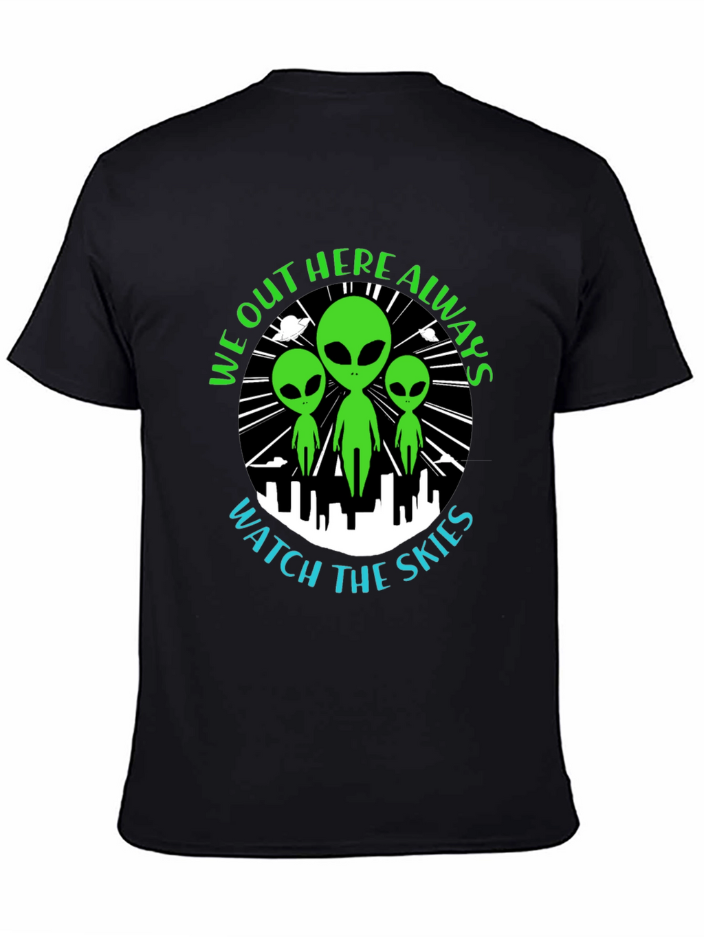 Alien Watch the Skies Graphic Tee - Black
