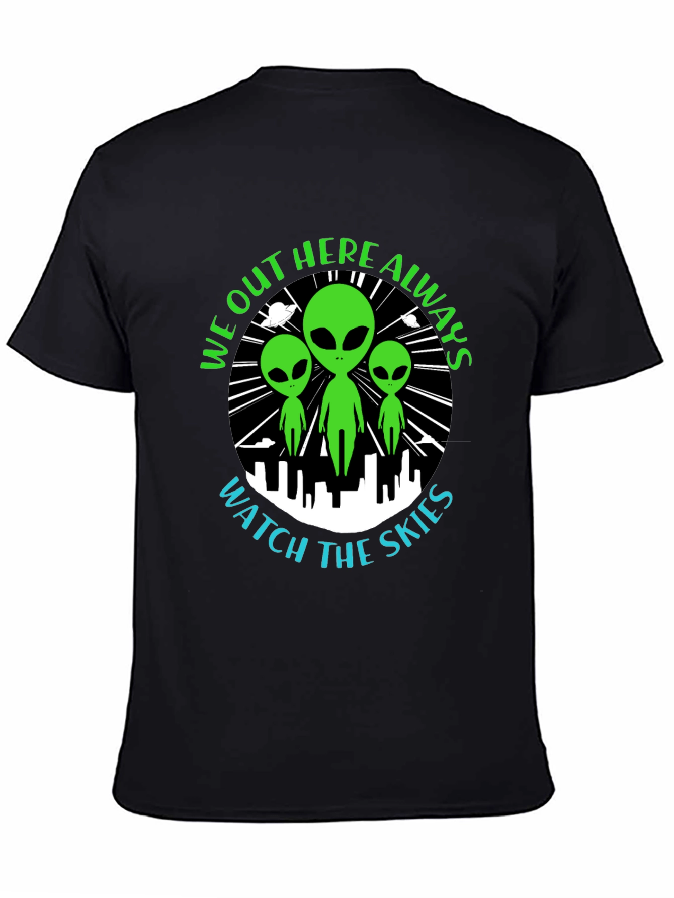 Alien Watch the Skies Graphic Tee - Black