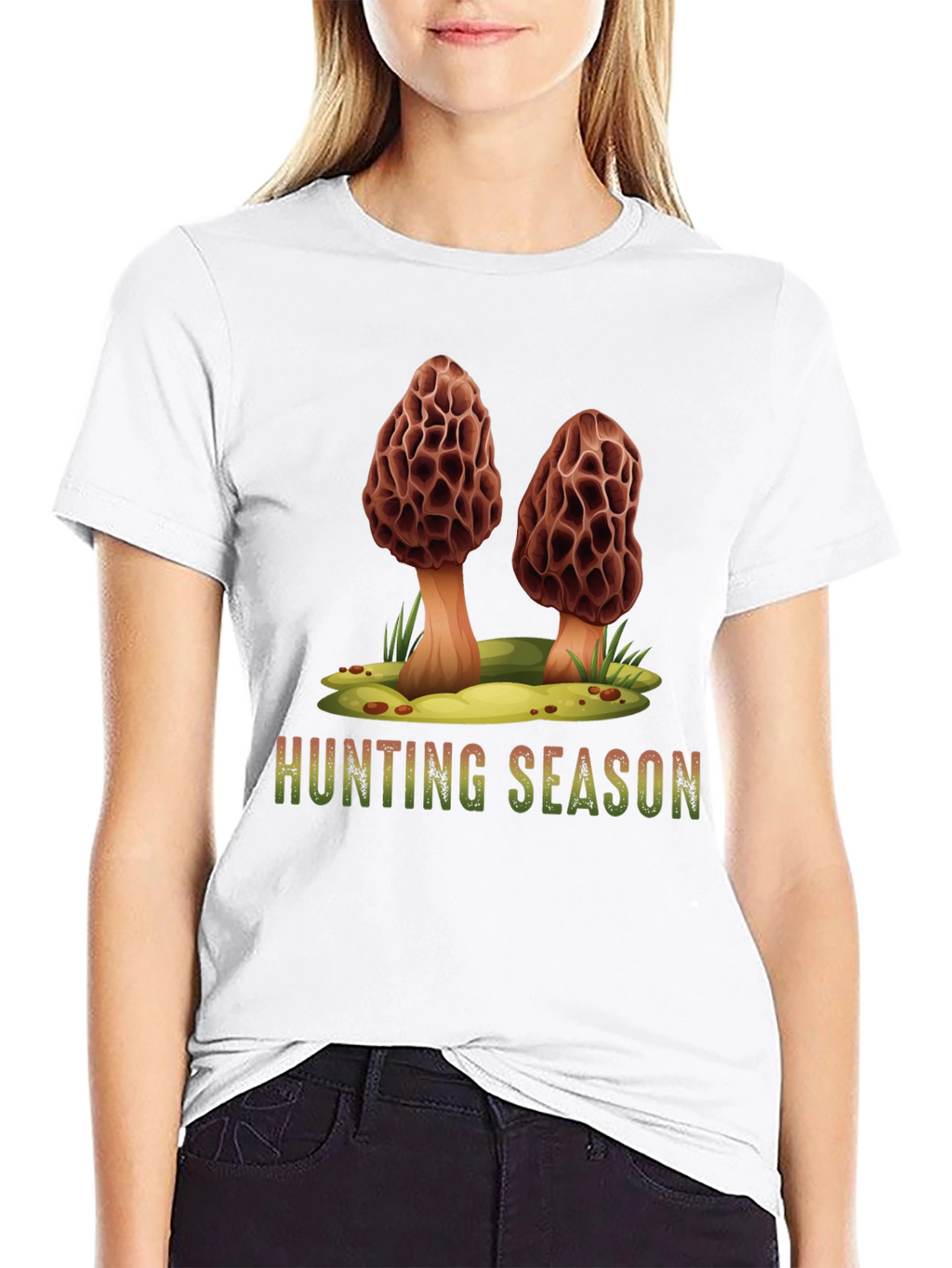Mushroom Hunting Season Black T-Shirt