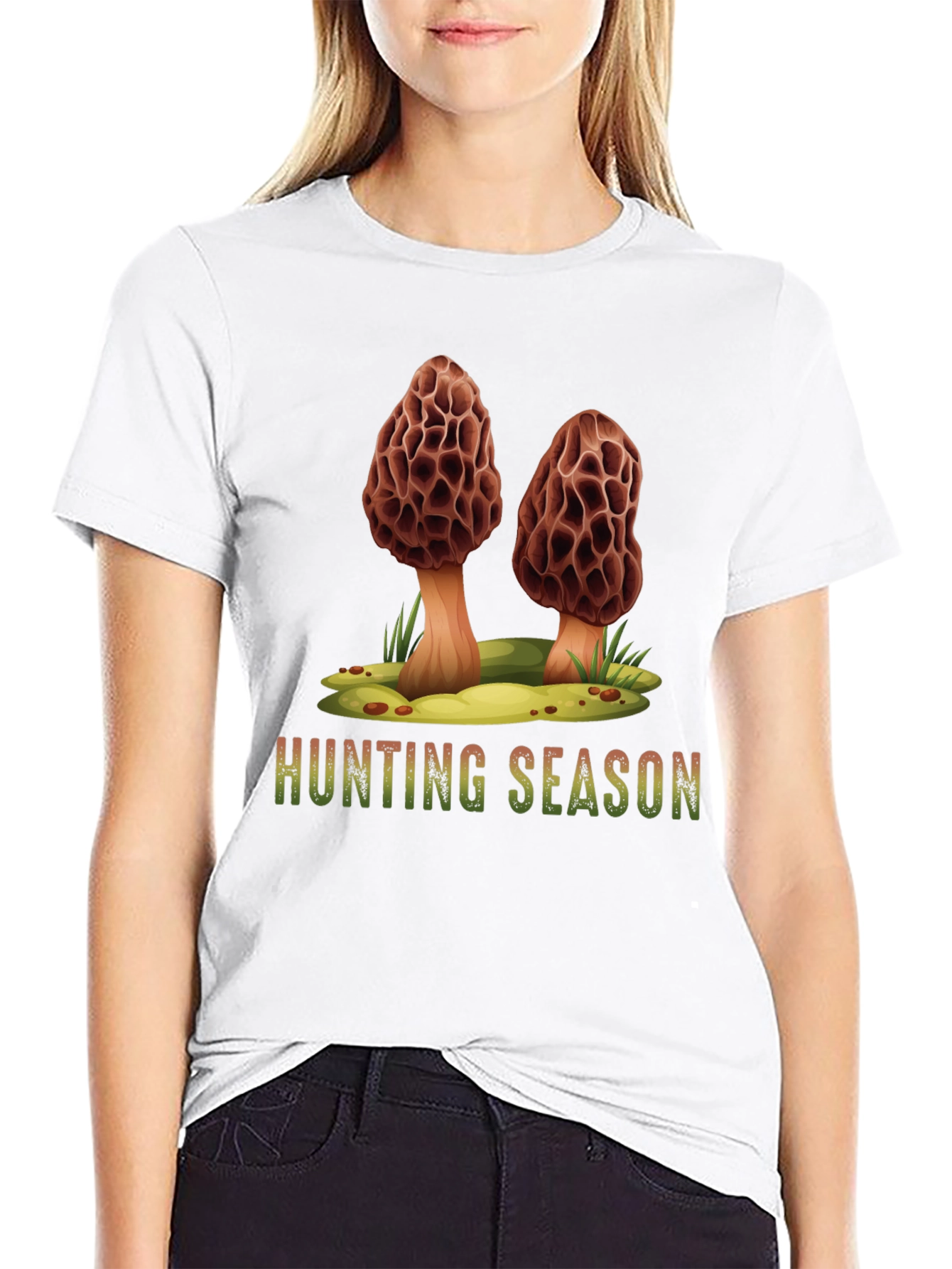 Mushroom Hunting Season Black T-Shirt