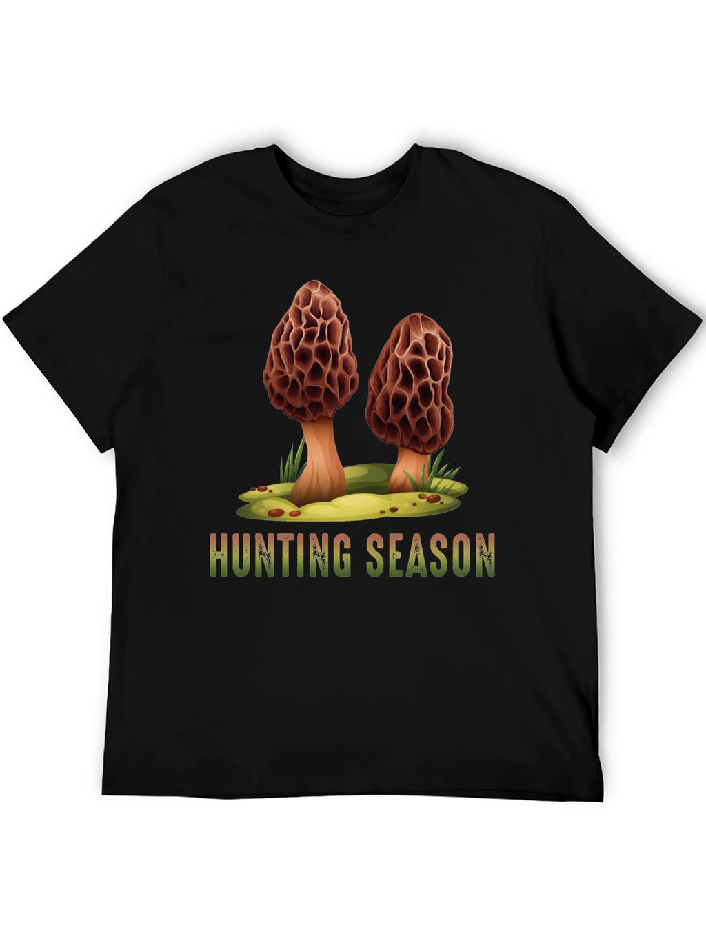 Mushroom Hunting Season Black T-Shirt