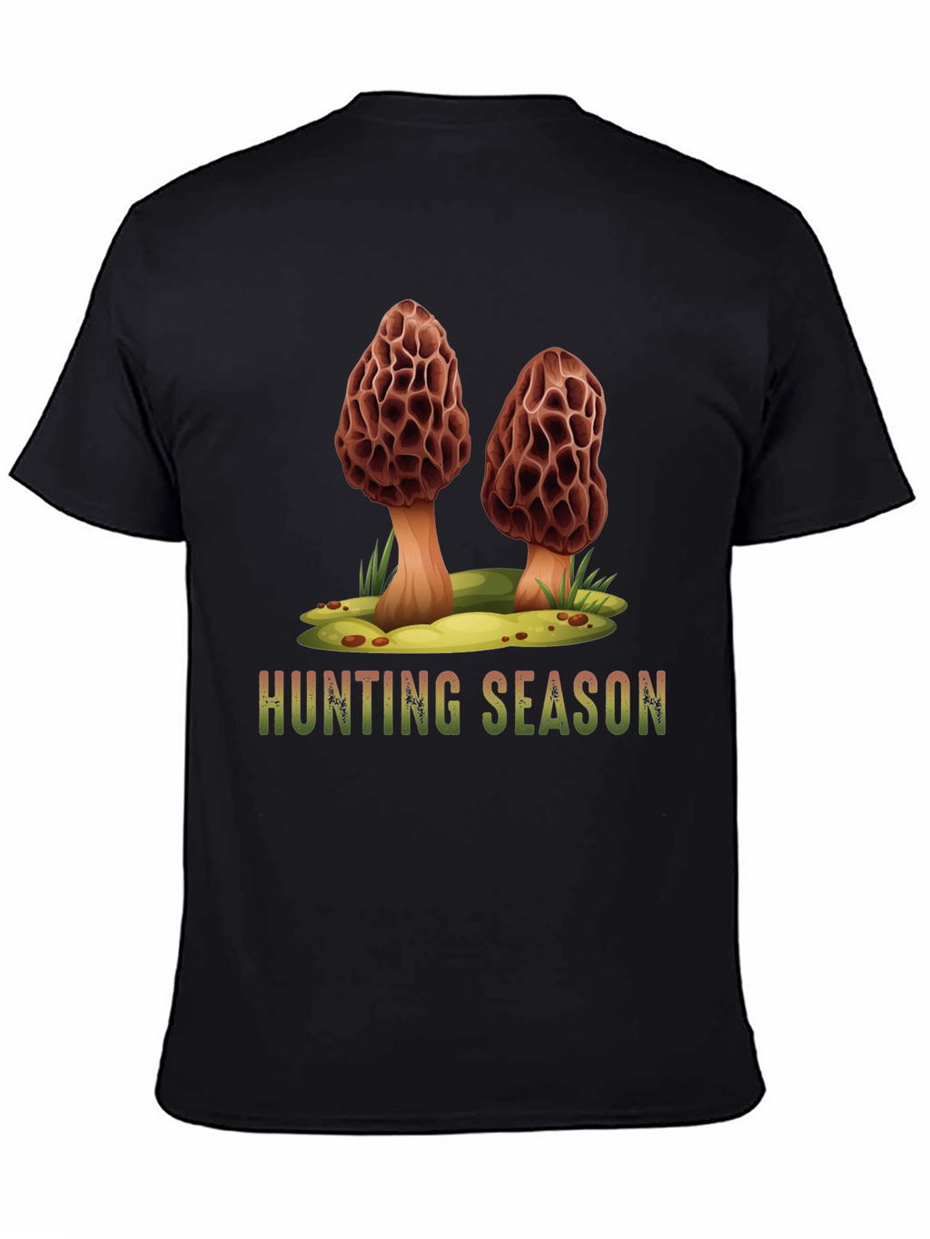 Mushroom Hunting Season Black T-Shirt