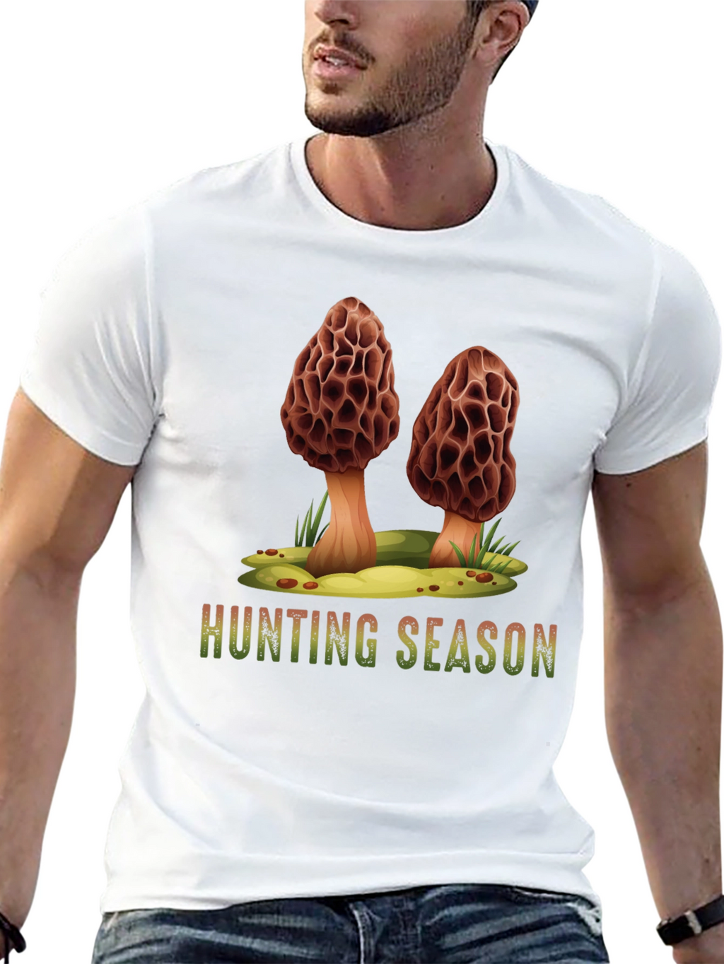 Mushroom Hunting Season Black T-Shirt
