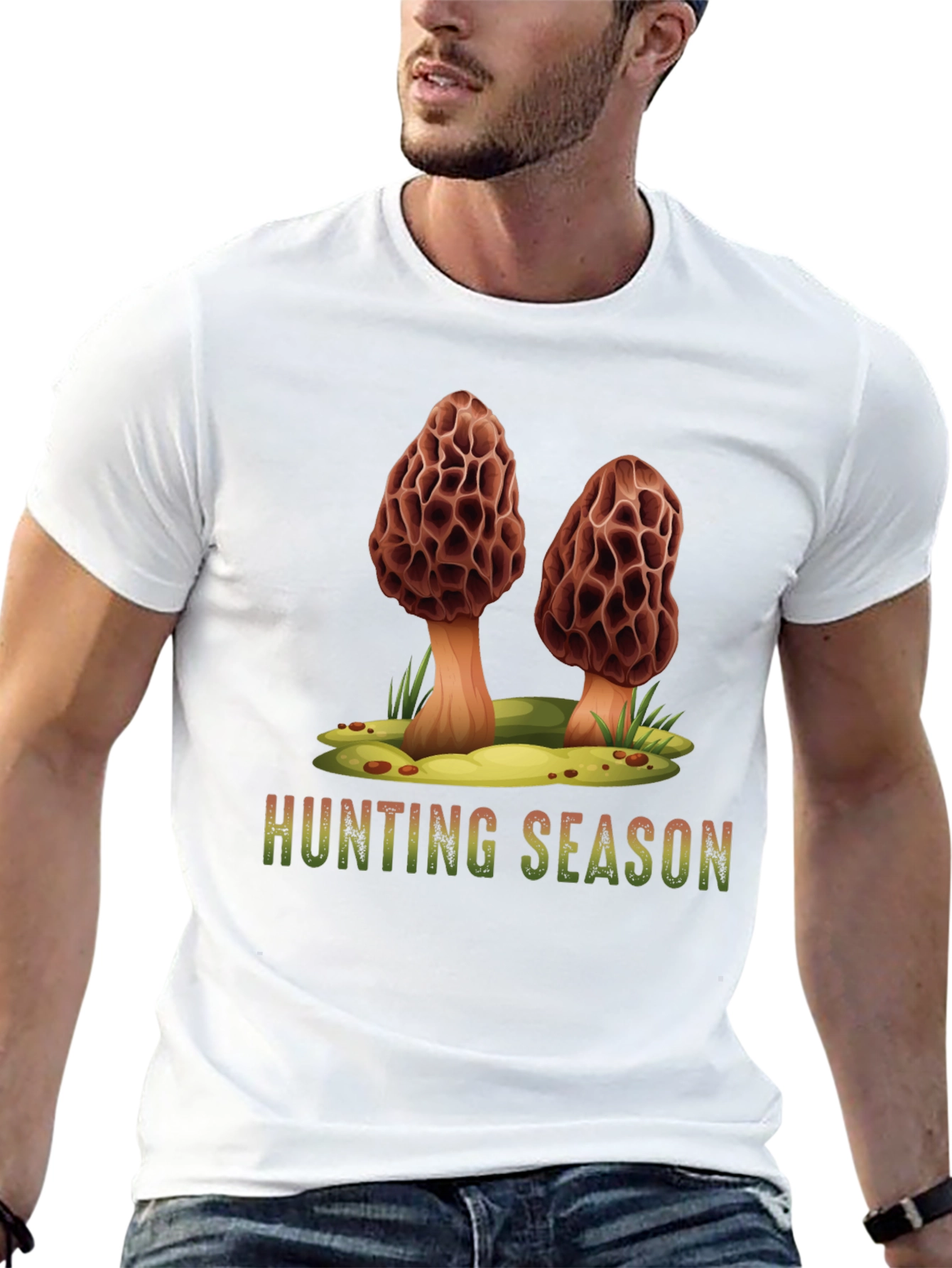 Mushroom Hunting Season Black T-Shirt