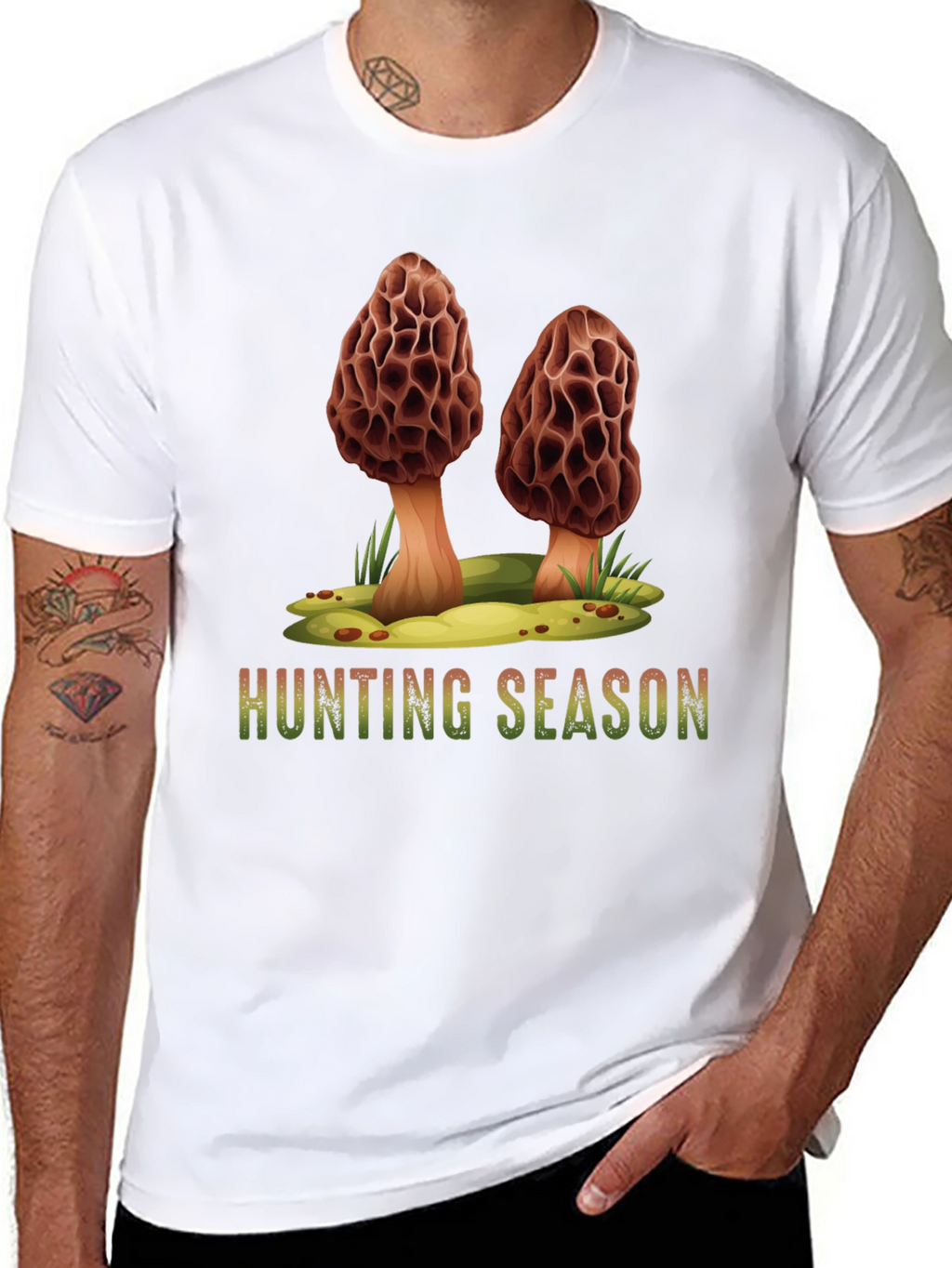 Mushroom Hunting Season Black T-Shirt
