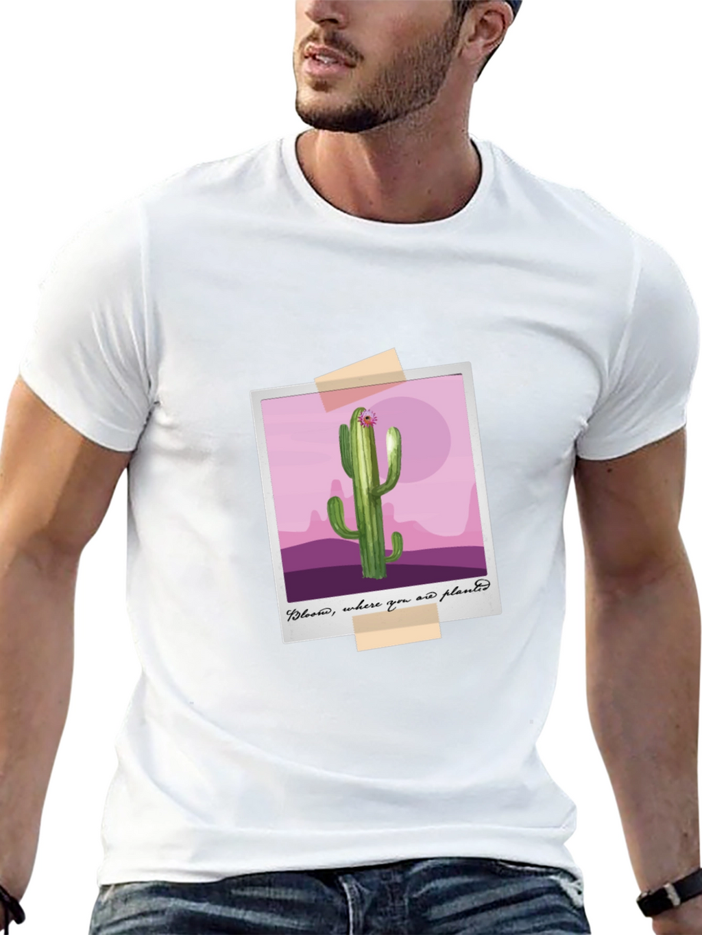 Cactus Photo Tee - Bloom Where You Are Planted