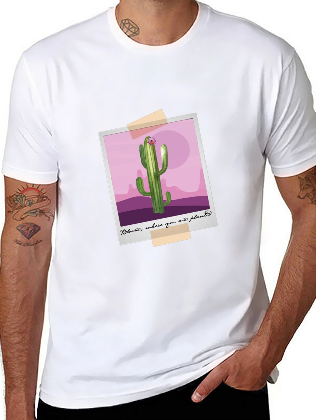 Cactus Photo Tee - Bloom Where You Are Planted