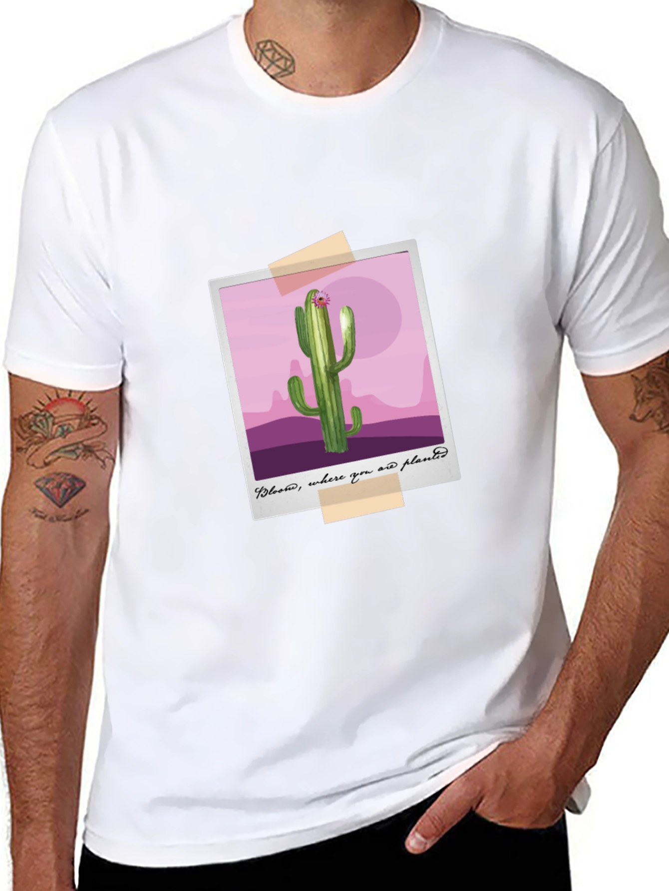 Cactus Photo Tee - Bloom Where You Are Planted