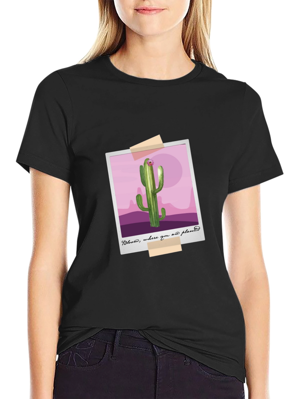 Cactus Photo Tee - Bloom Where You Are Planted