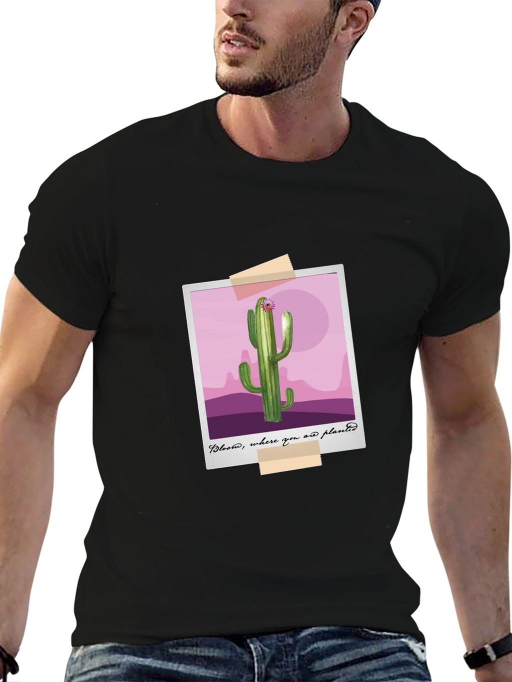 Cactus Photo Tee - Bloom Where You Are Planted