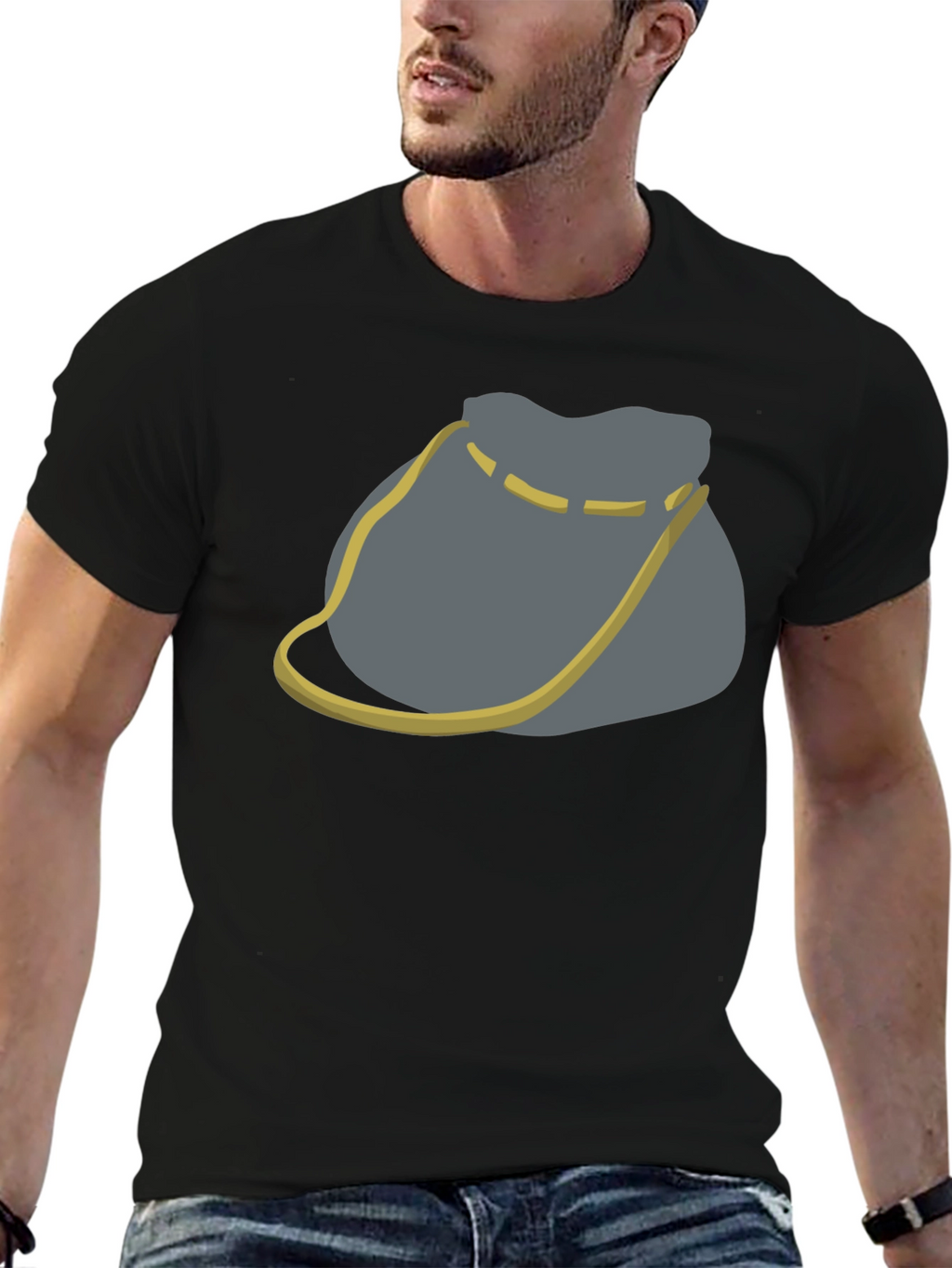 Novelty Gray Bag Graphic Tee - Casual Comfort