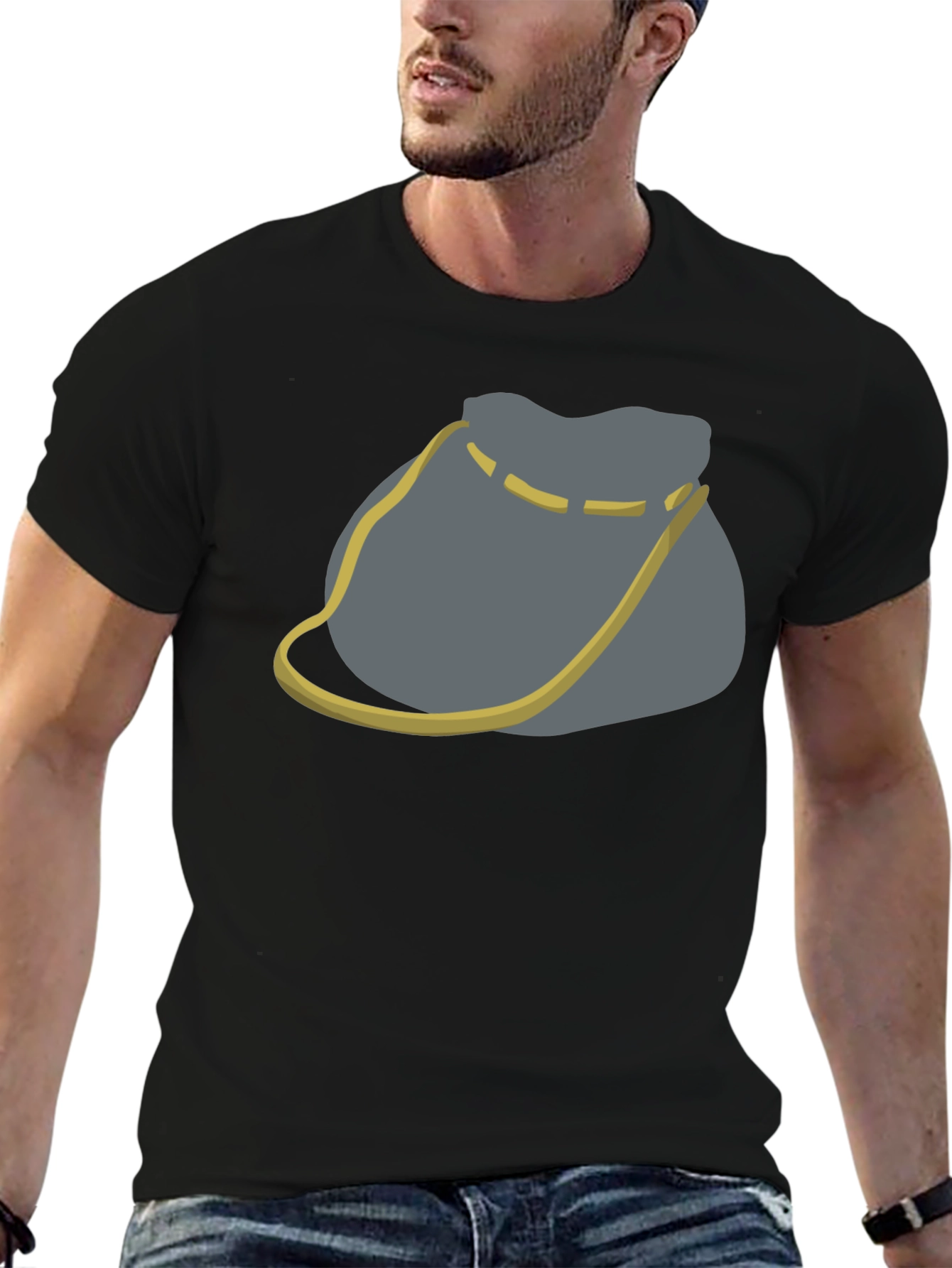 Novelty Gray Bag Graphic Tee - Casual Comfort