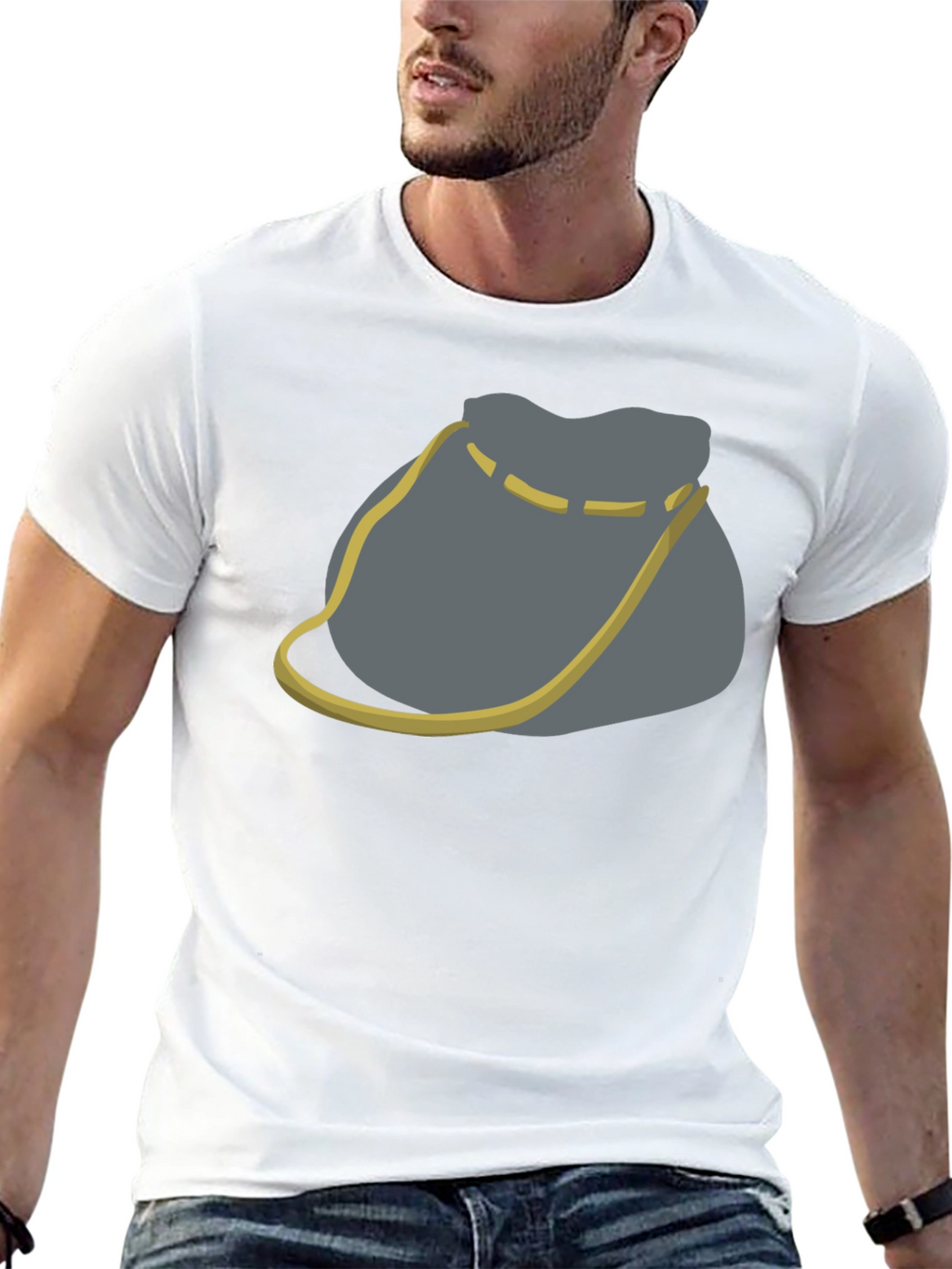 Novelty Gray Bag Graphic Tee - Casual Comfort