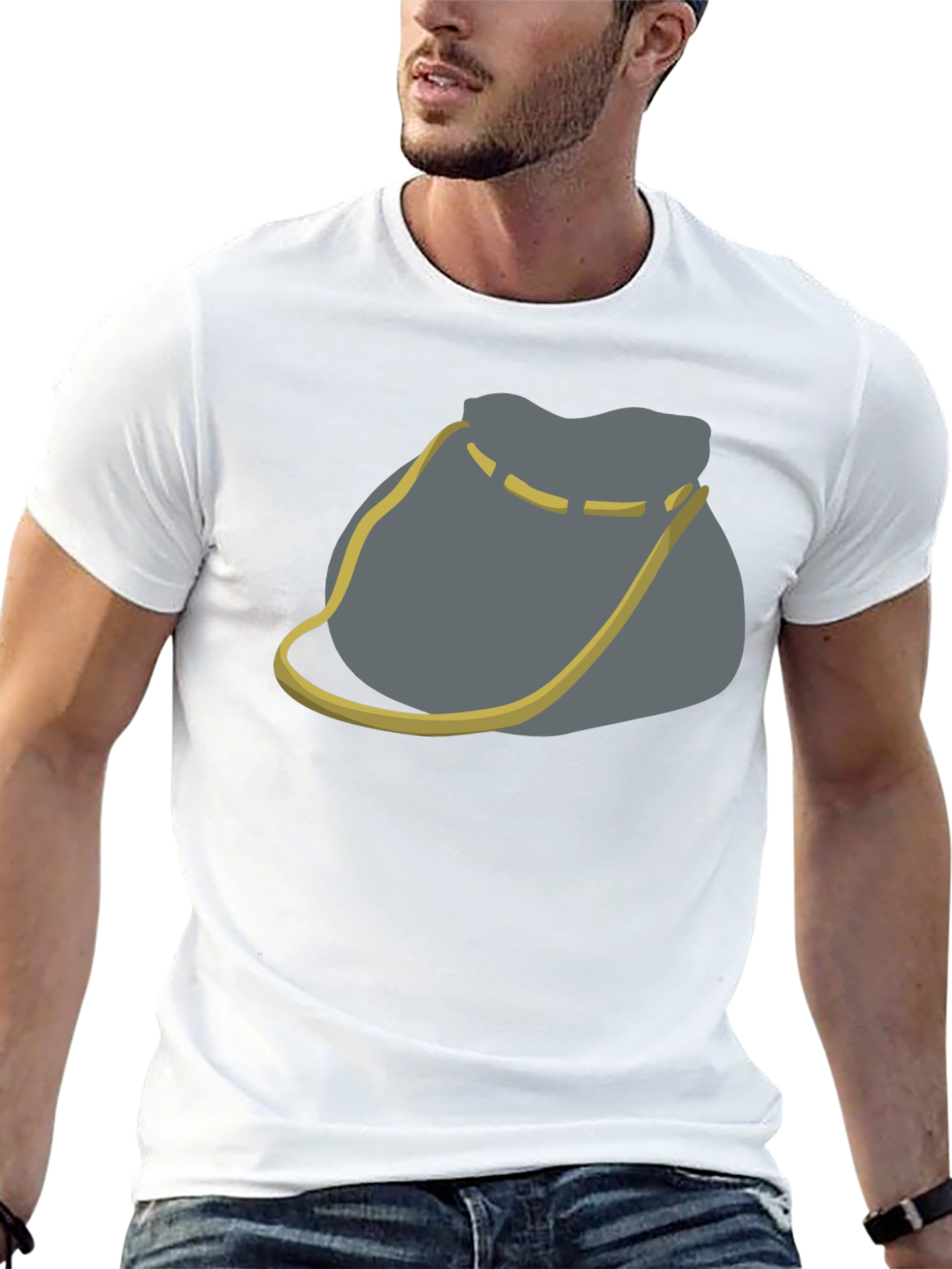 Novelty Gray Bag Graphic Tee - Casual Comfort
